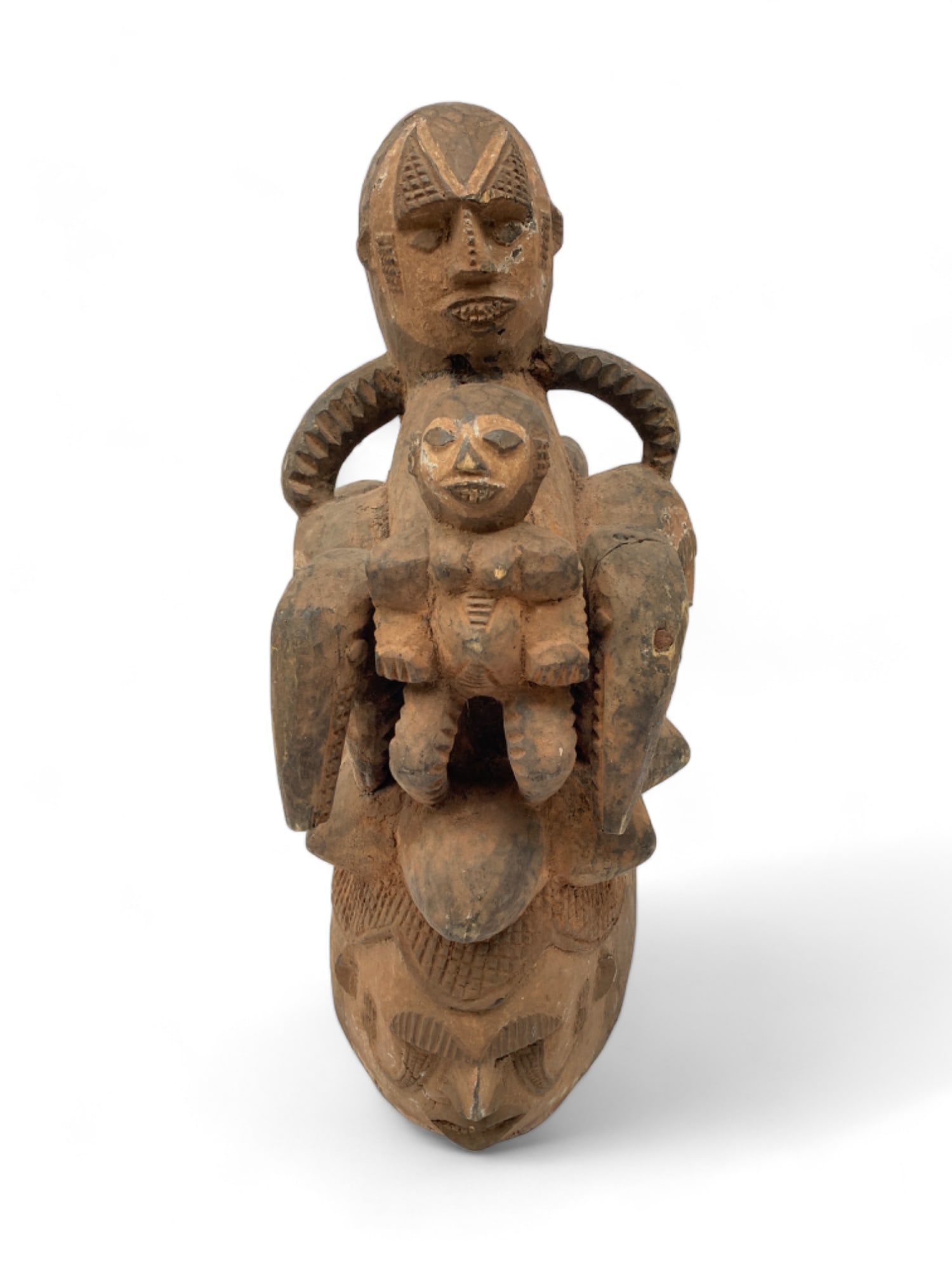 Carved African Sculptural Mask w/ Figures. (1 of 6)