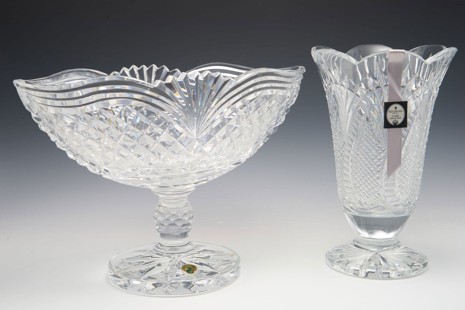 Lot of 2 Waterford Crystal Footed Vases. (1 of 5)