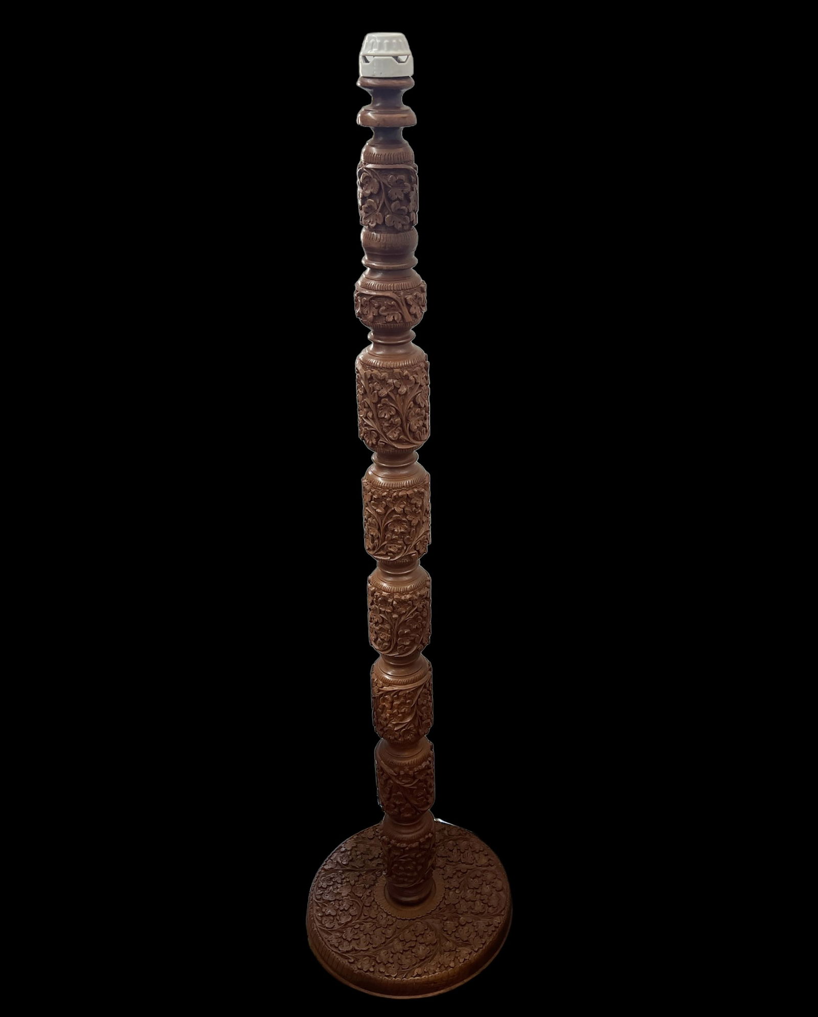 India Carved Floral Floor Lamp. (1 of 1)