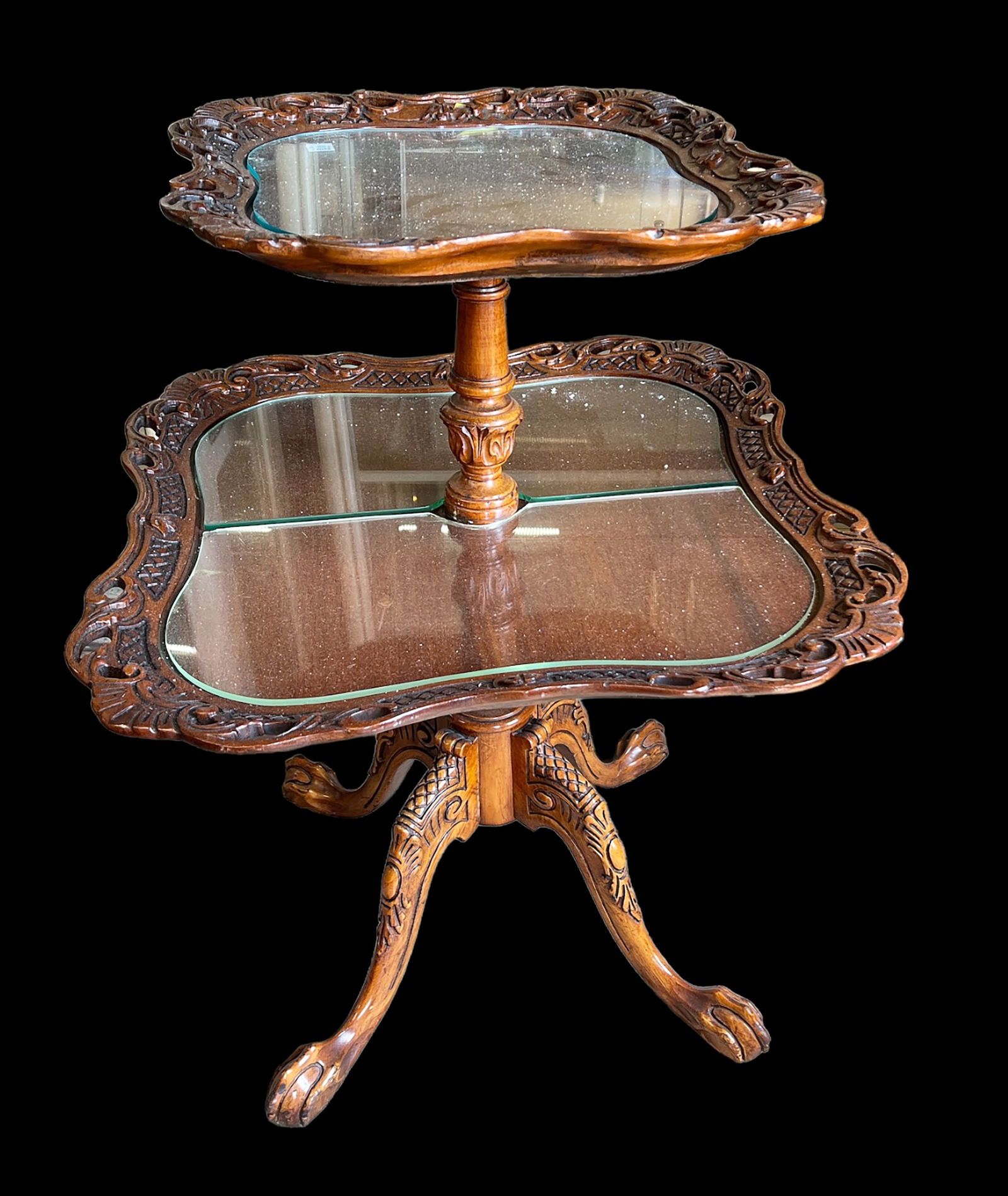 French Carved Two-Tier Table. (1 of 1)