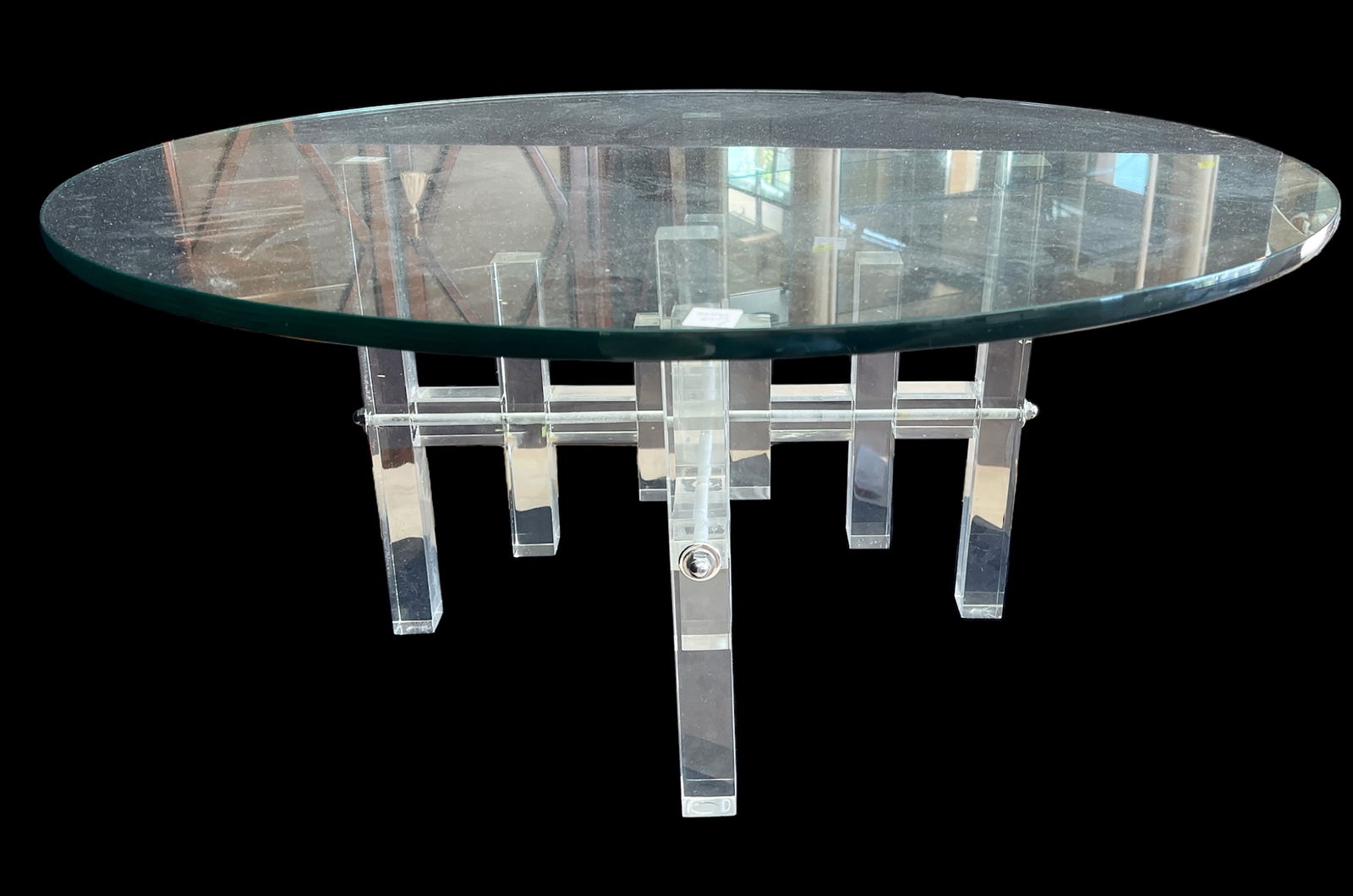 Round Glass & Lucite Coffee or Cocktail Table. (1 of 2)