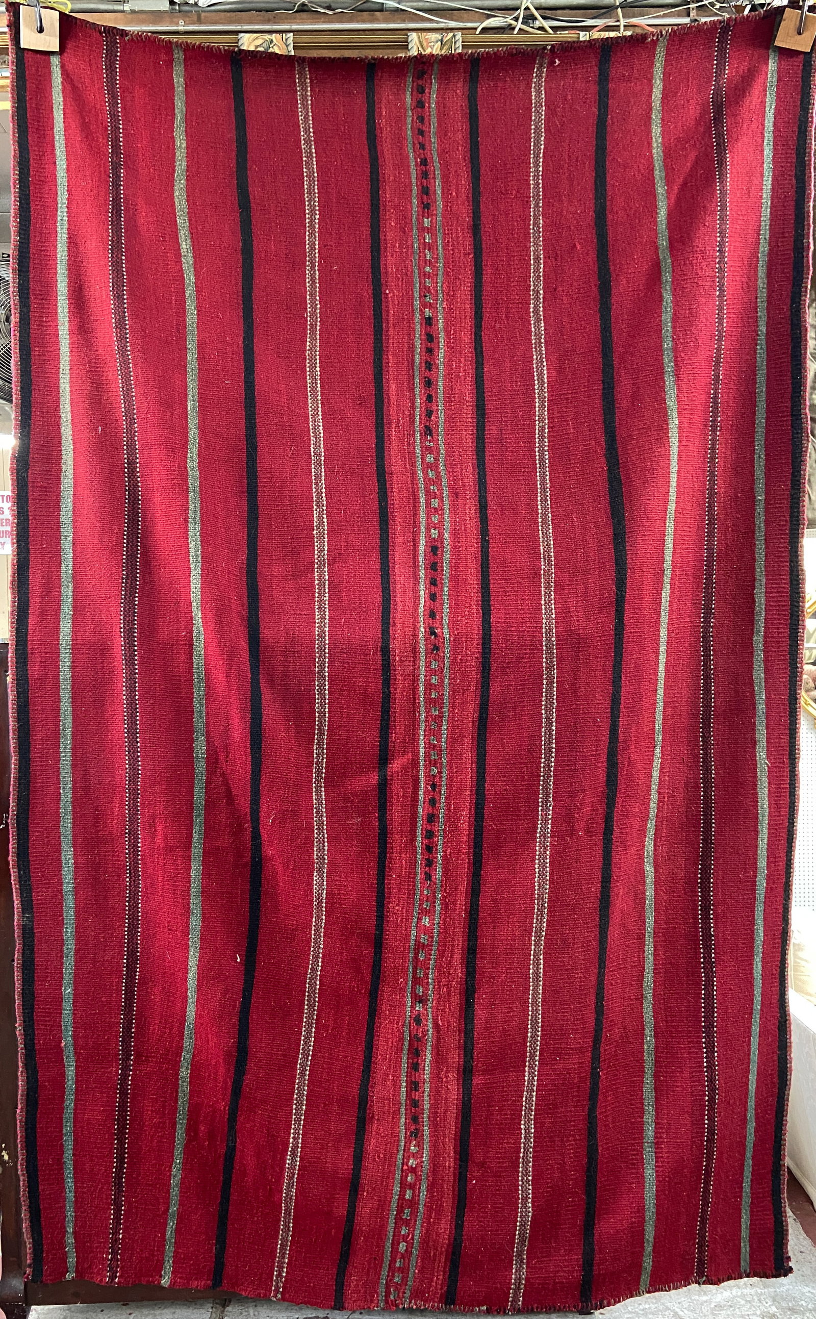 6' 9" x 10' 7" Moroccan Kelim Rug.: This striped rug looks to be in good overall condition. In-house shipping is available for this rug. Please see our website regarding in-house shipping procedures.