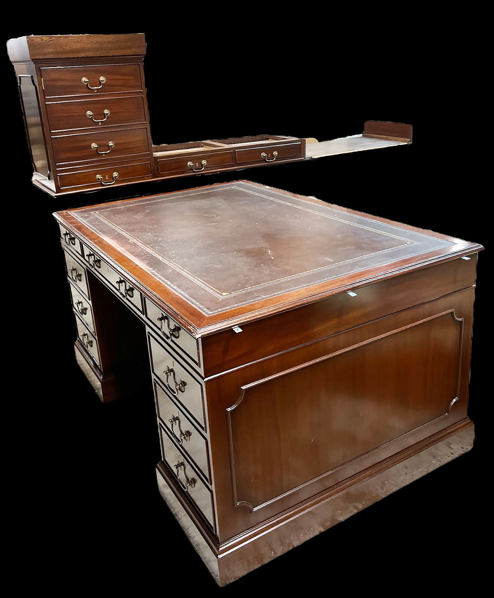 Mahogany Partner's Desk with Side Extension. (1 of 3)