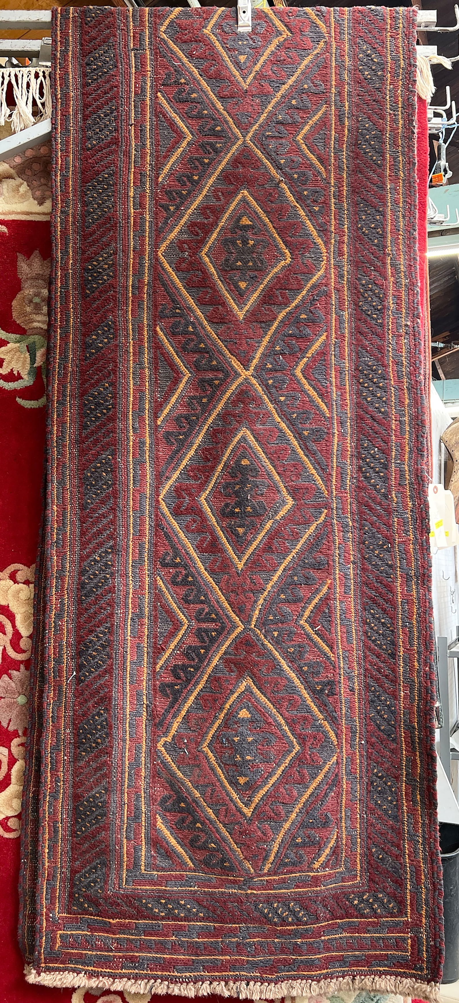 2' 5" x 12' 2" Maroon Flatweave Runner Rug. (1 of 3)