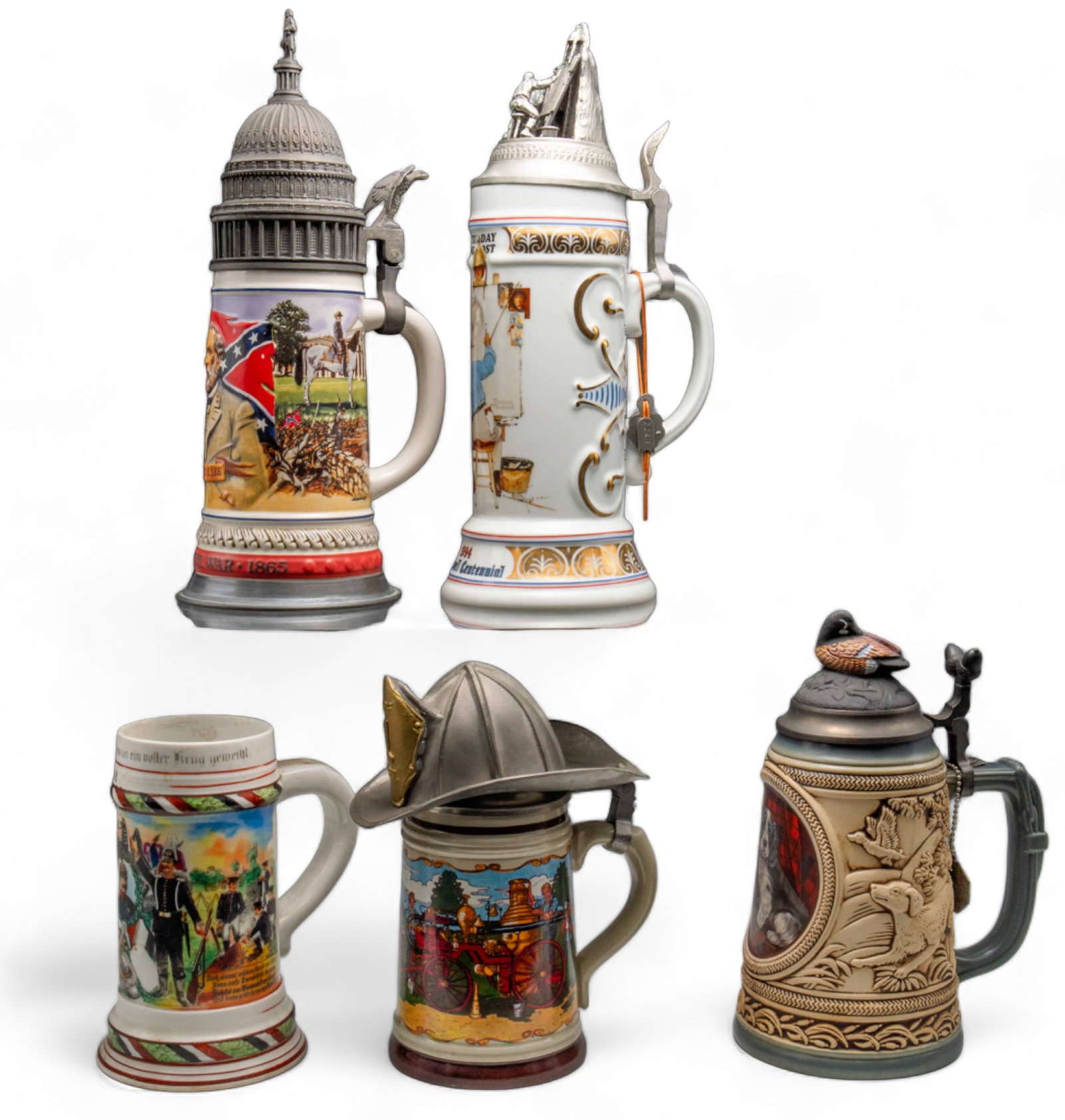 Lot of 5 Vintage Steins- German, etc. (1 of 17)