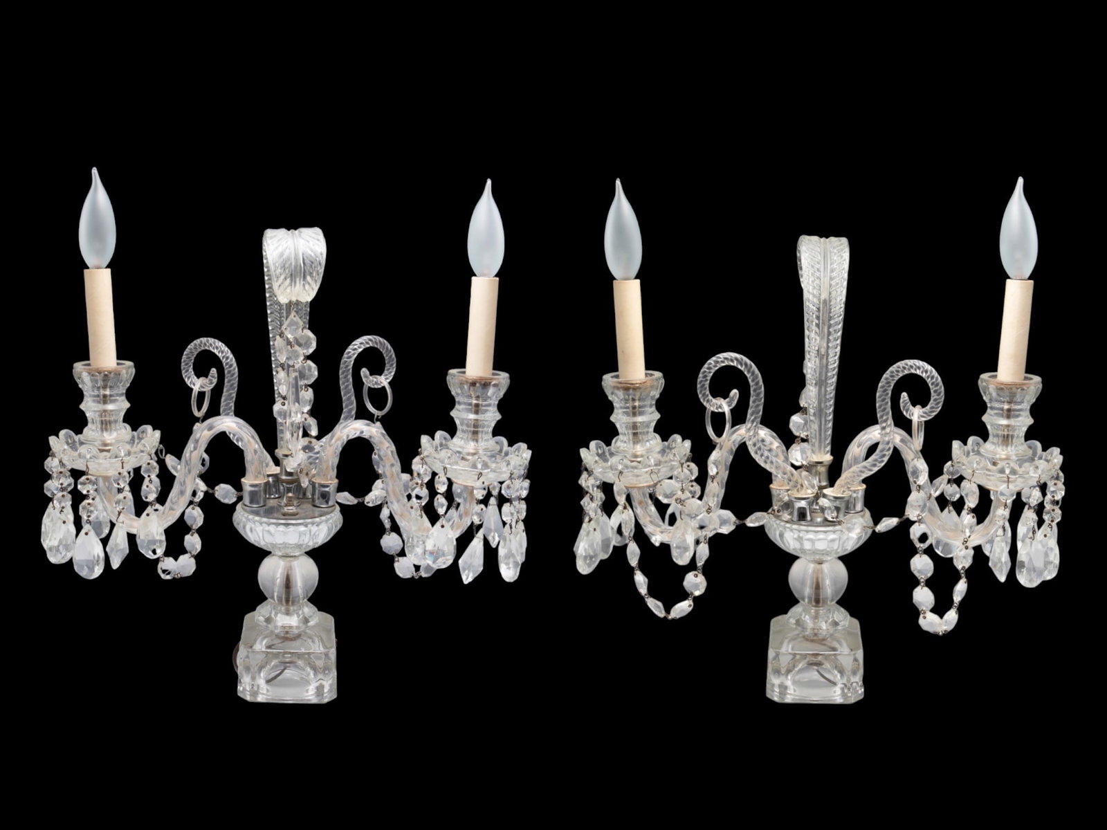 Pair of Venetian Glass? Candelabra w/ Prisms. (1 of 4)