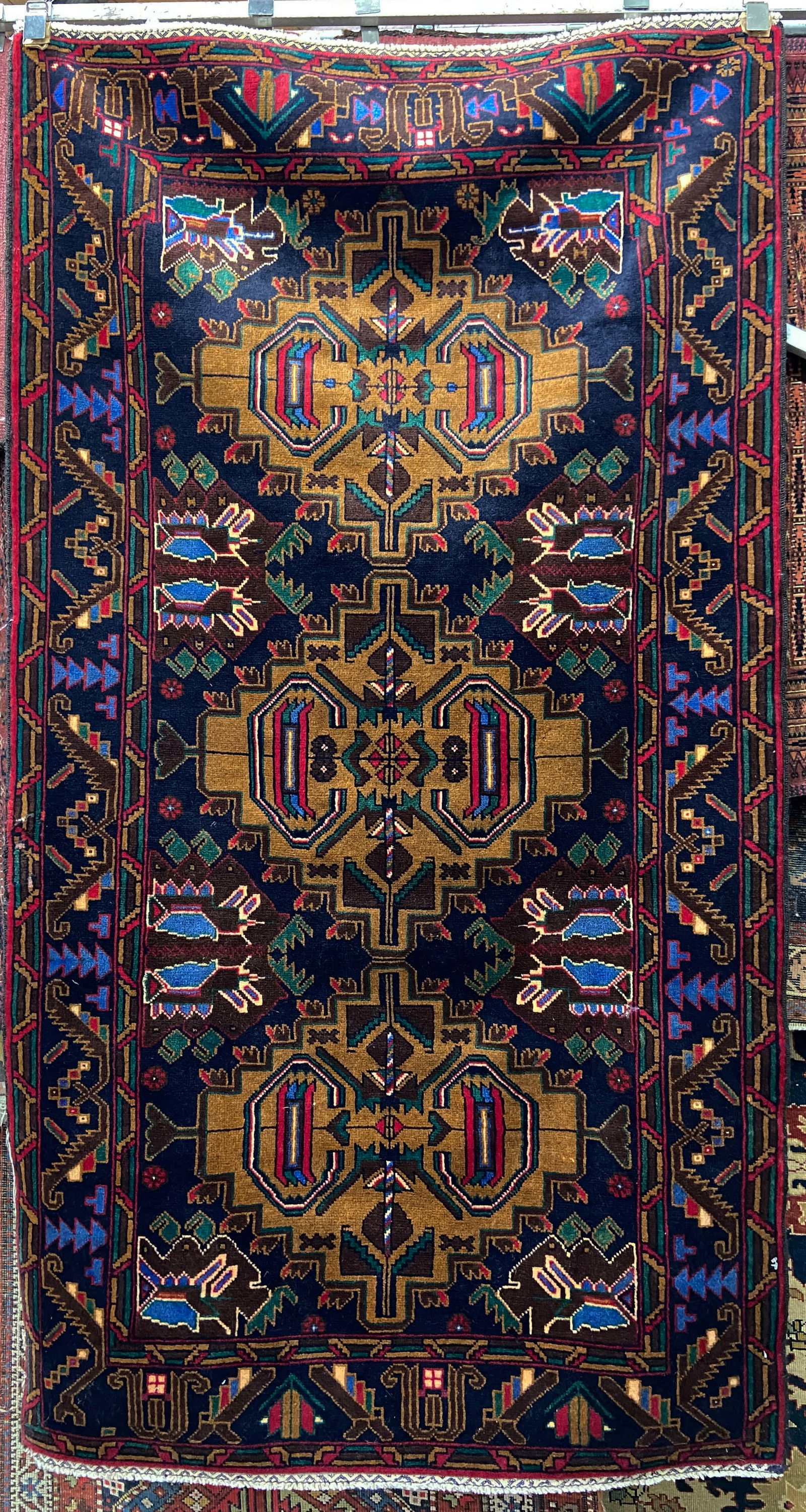 3' 10" x 7' Newer Kazak Pattern Rug. (1 of 3)