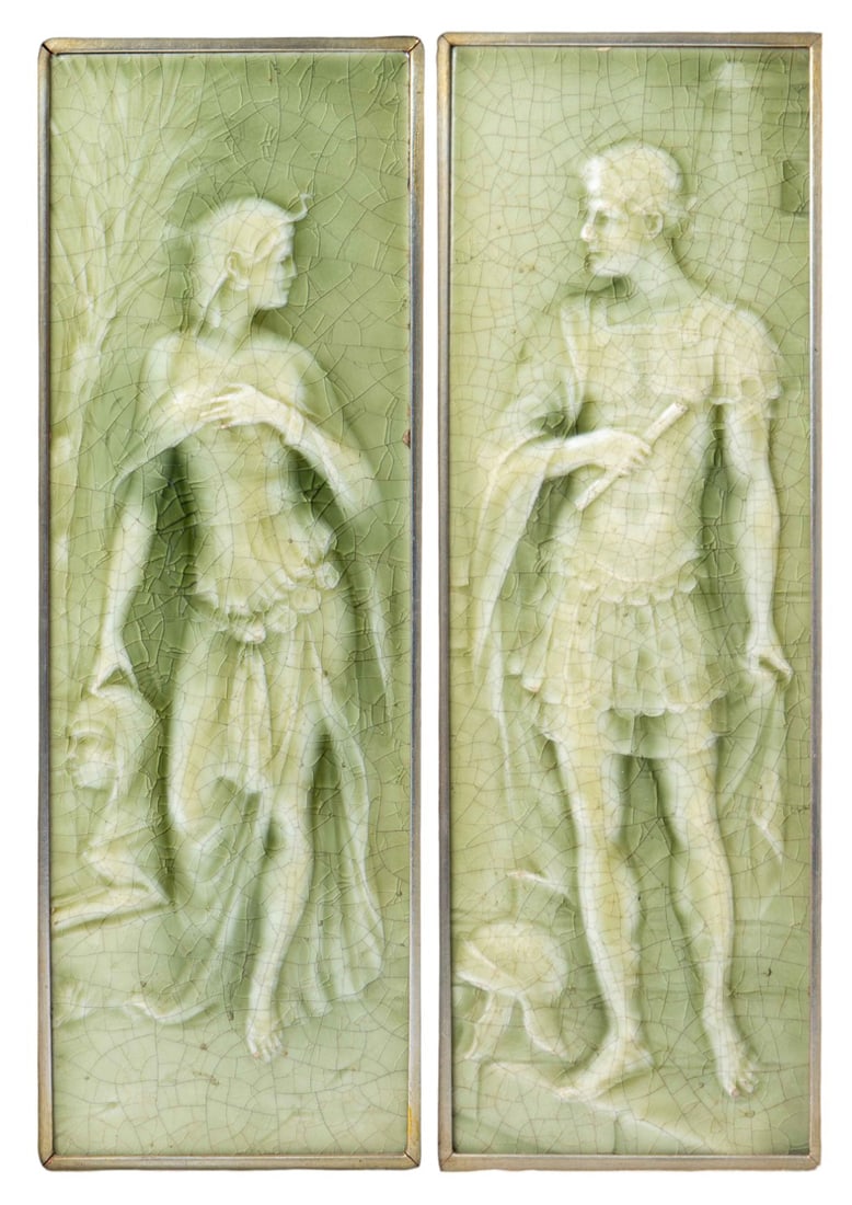 Pair of Trent ? Glazed Porcelain Relief Plaques. (1 of 6)