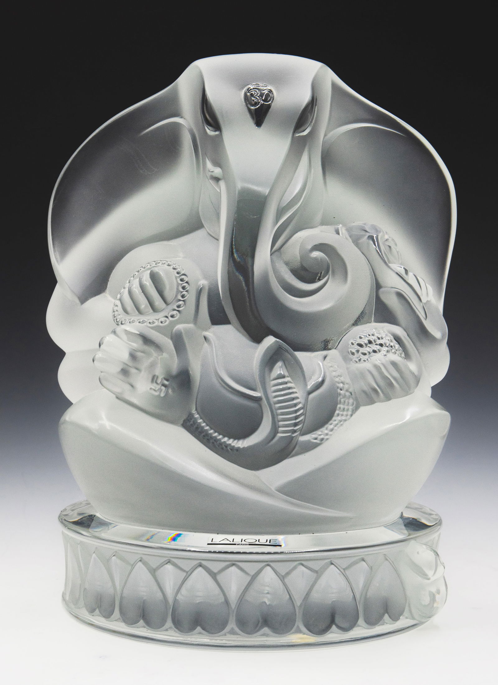 Lalique Crystal Lord Ganesh Sculpture w/ Box. (1 of 3)