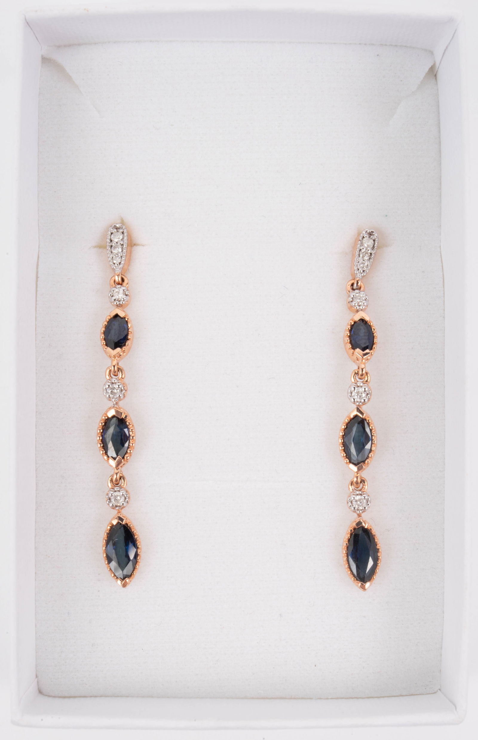 14K Rose Gold Sapphire & Diamond Drop Earrings. (1 of 4)