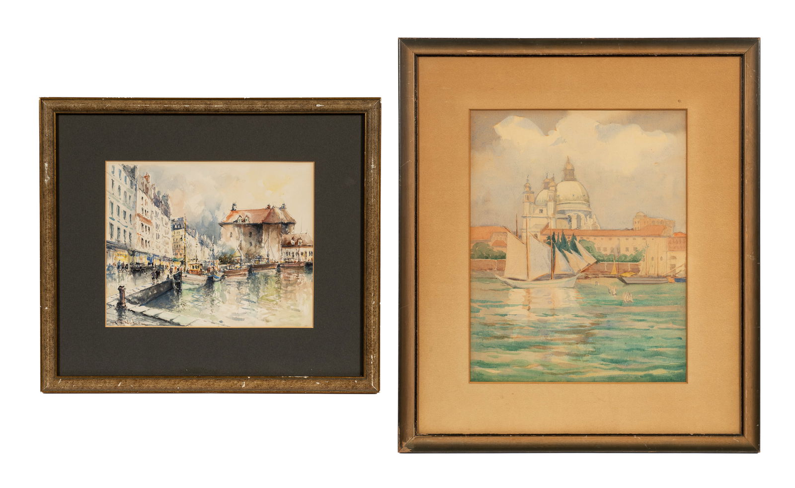 Lot of 2 Watercolor Paintings - Maher & Wrobel. (1 of 11)