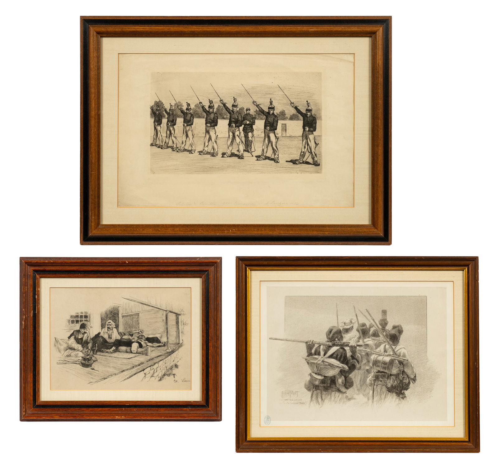 Lot of 3 Military Themed Prints - Lancon & Perret. (1 of 20)