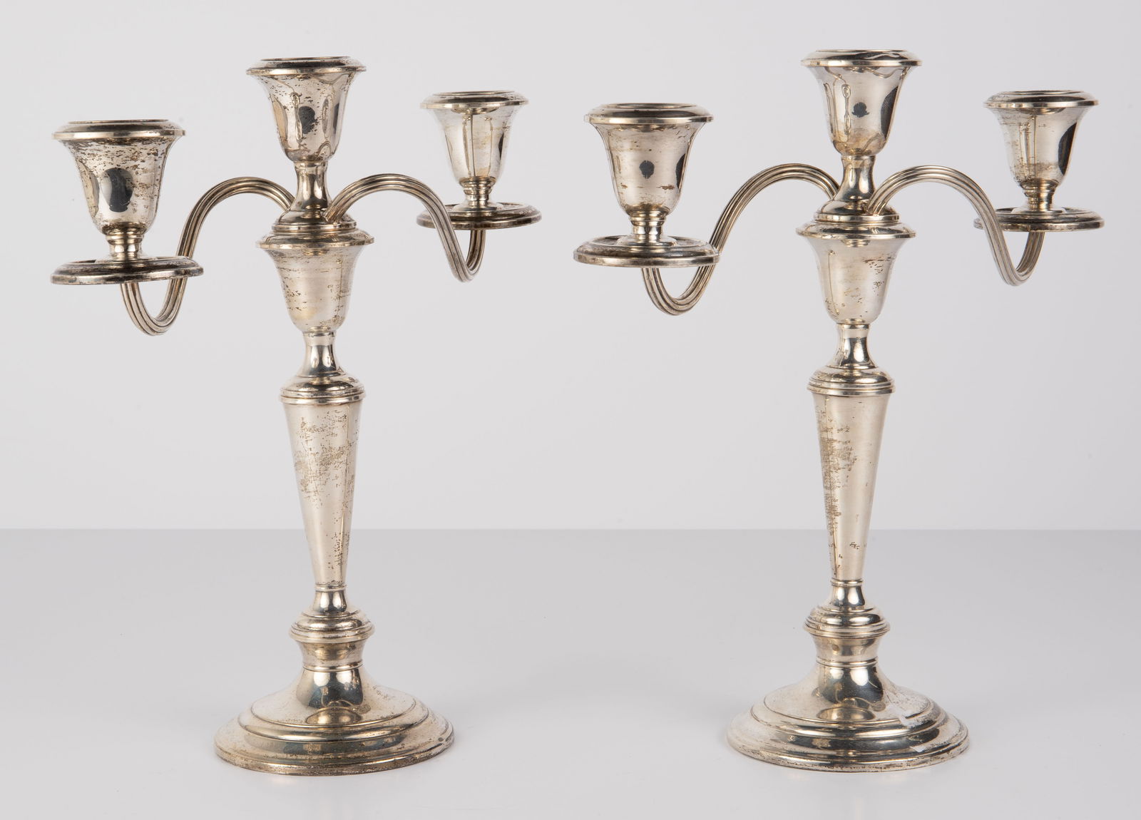 Pair of Gorham Weighted Sterling 3-Arm Candelabra. (1 of 7)