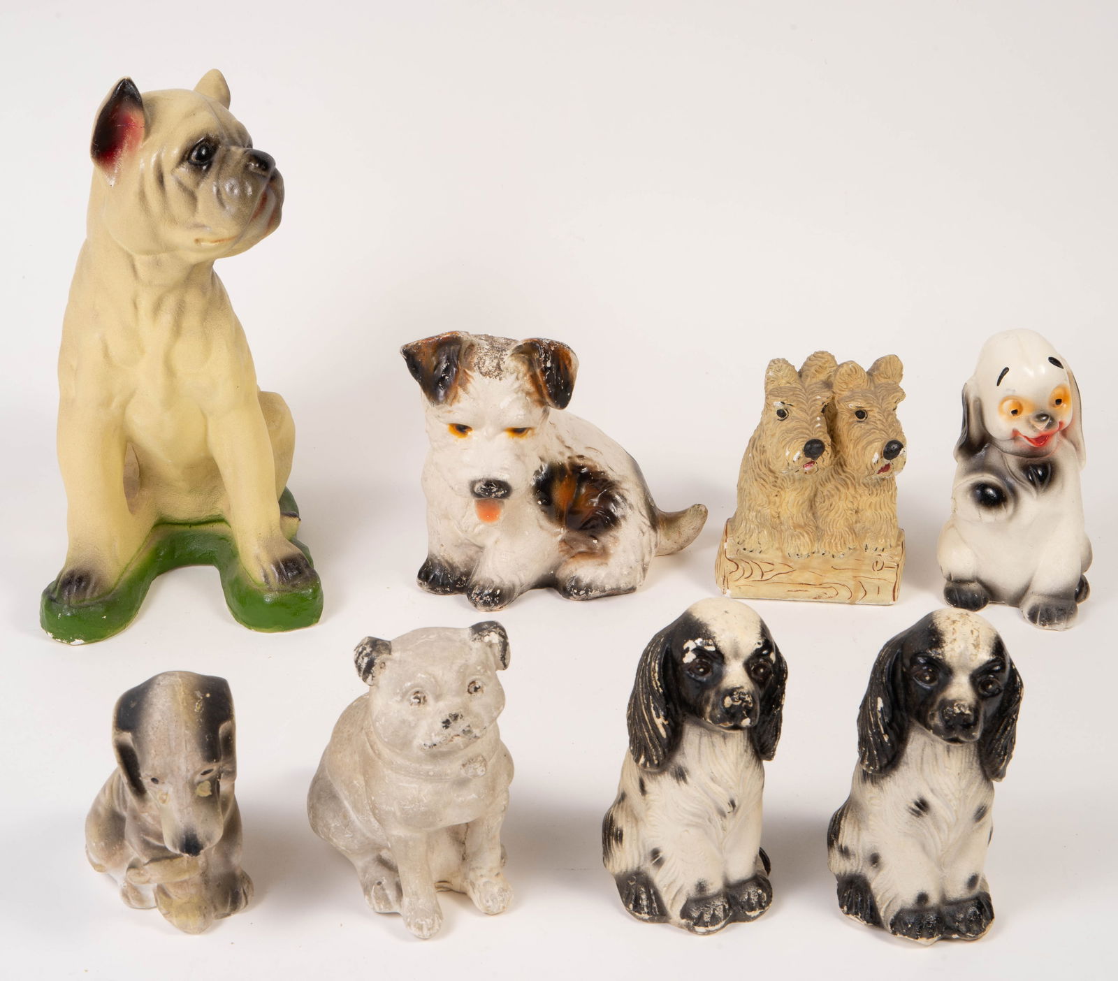 Lot of 8 Vintage Chalkware Dog Figures. (1 of 10)