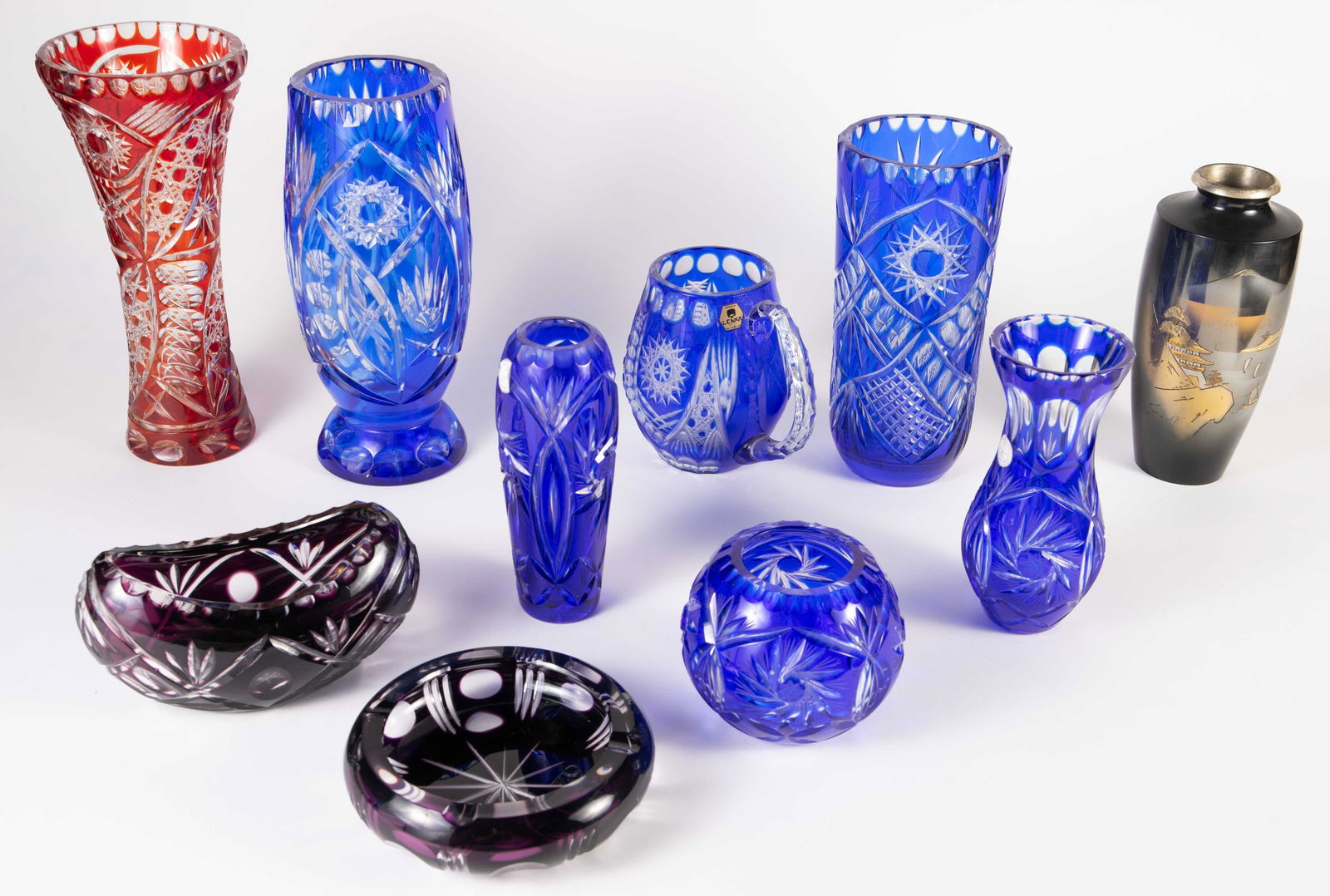 Lot of 10 Vases, Mostly Crystal Cut to Clear. (1 of 11)