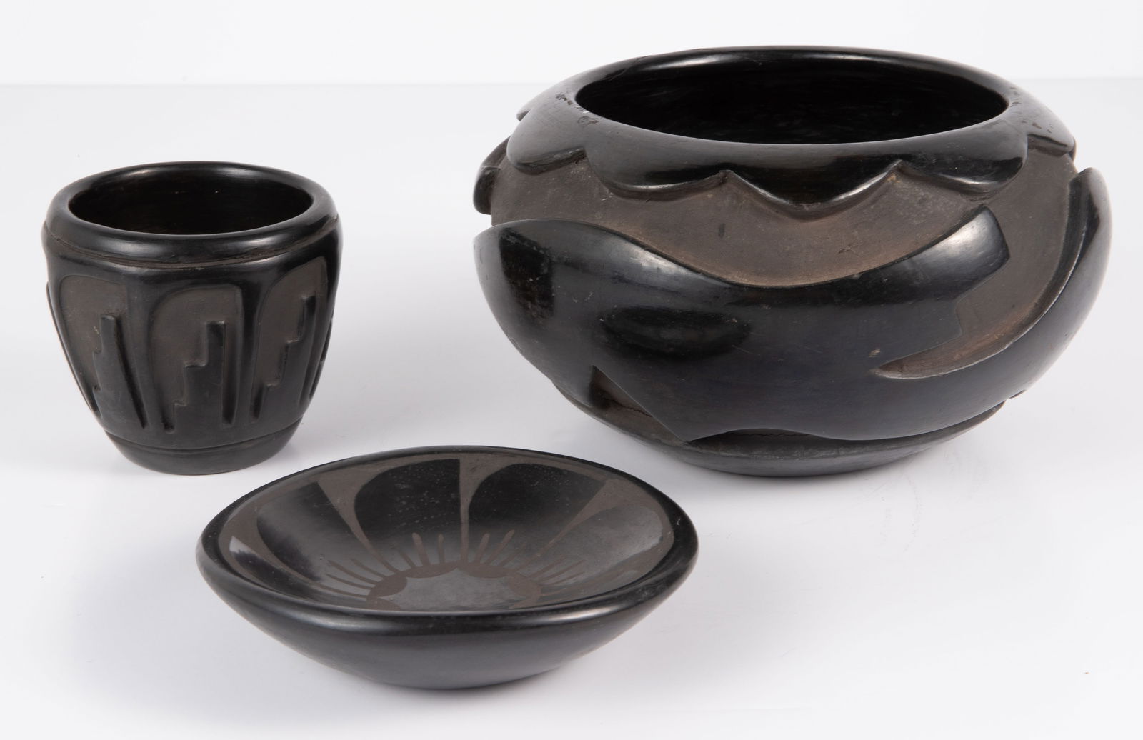 Lot: 3 Pcs. of Santa Clara Blackware Pottery. (1 of 9)