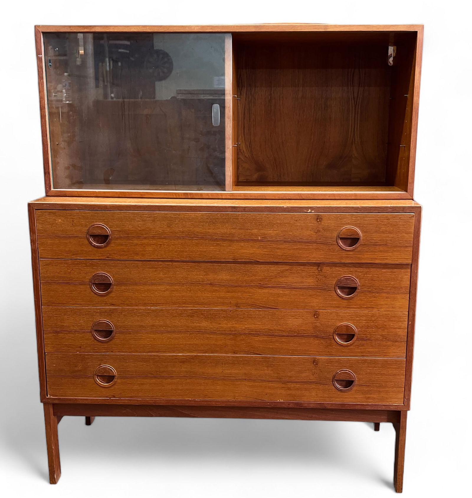 Danish Control Teakwood Low Chest w/ Cabinet Top. (1 of 3)