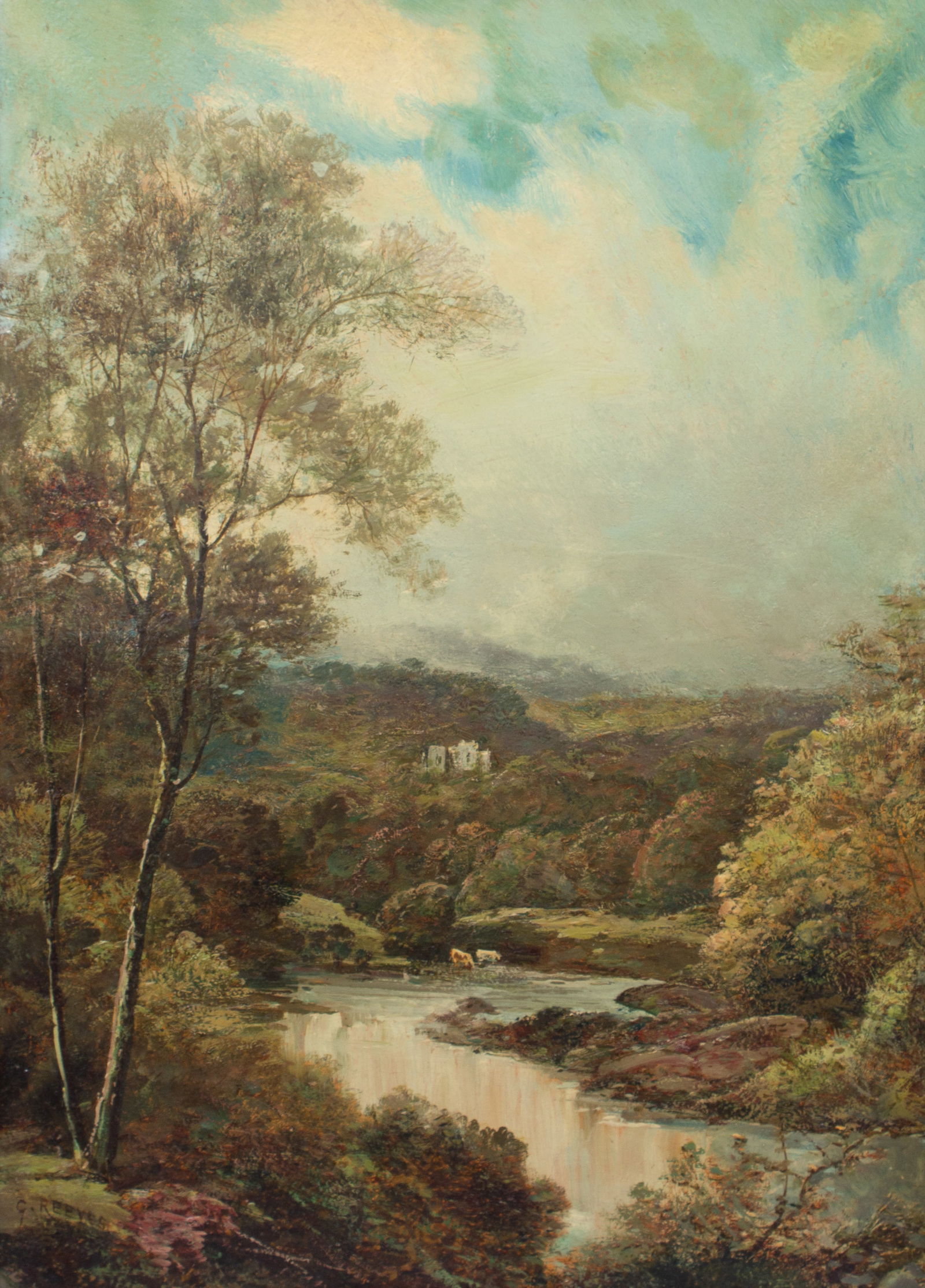 Antique Landscape Painting, George Reeves. (1 of 6)