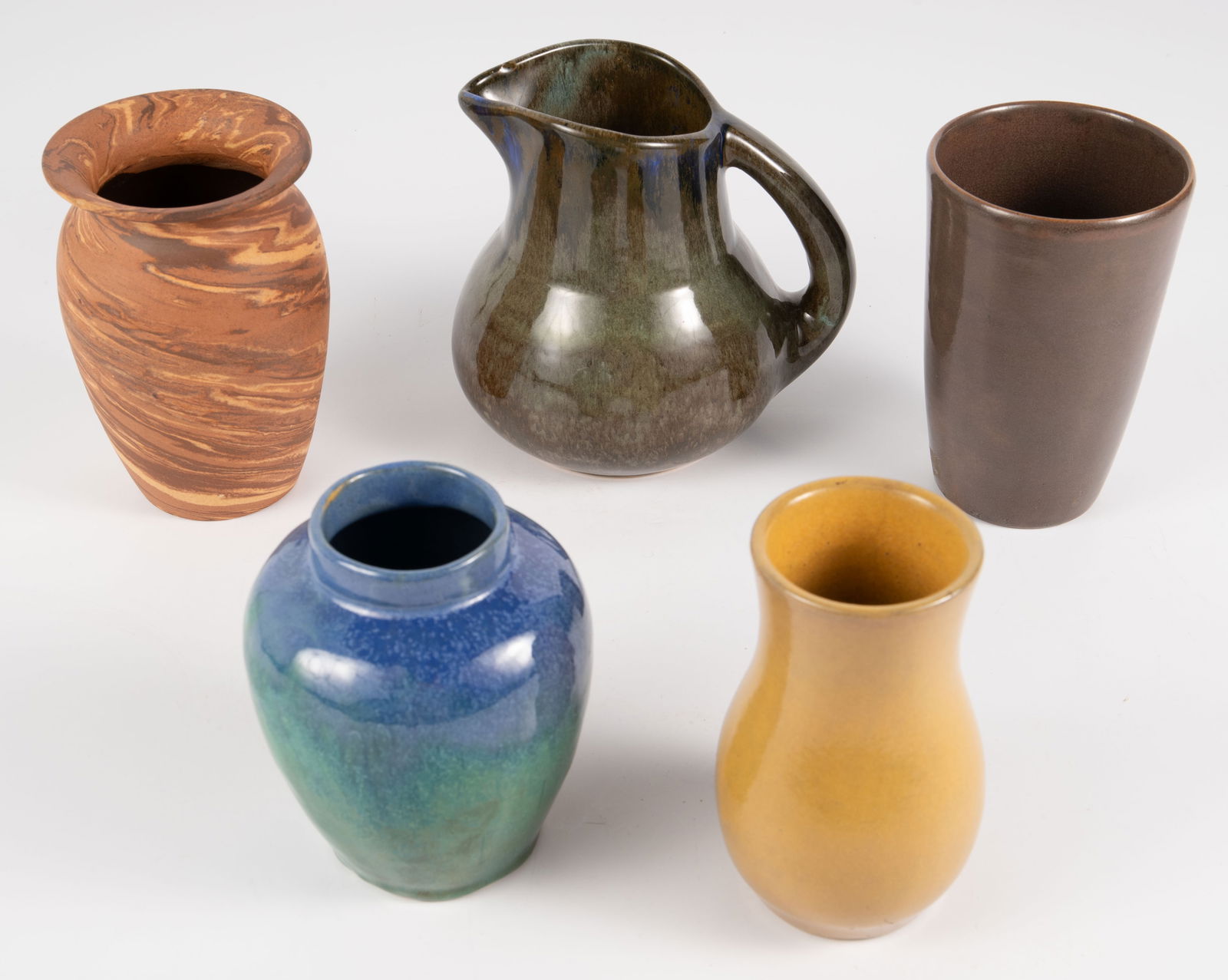 Lot of 5 Pottery Pcs., Including Shearwater. (1 of 9)