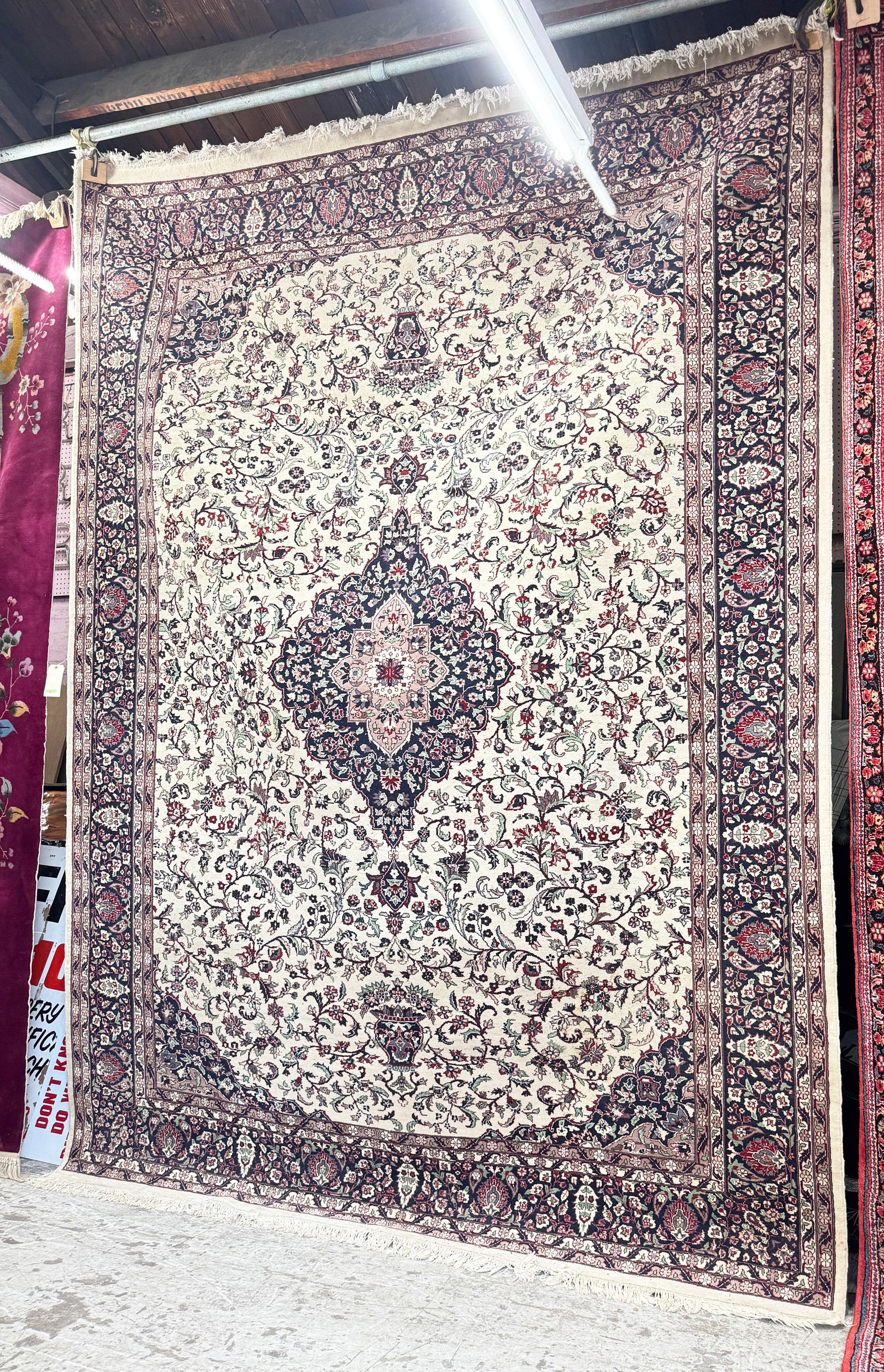 9' 1" x 12' 4" Beige & Blue Tabriz Pattern Rug. (1 of 3)