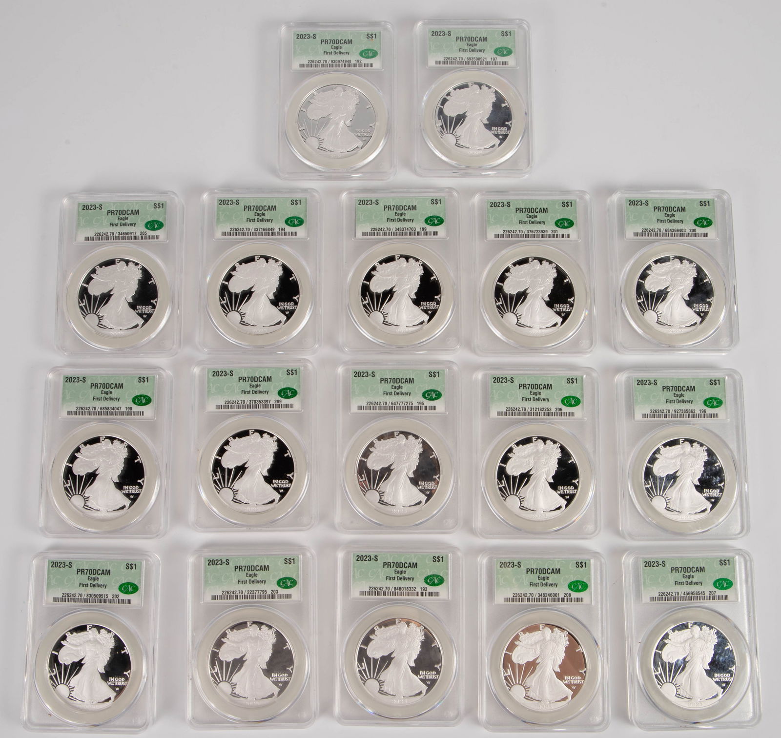 17 Pc. Lot of 2023-S Proof Cameo Silver Eagle Coin (1 of 4)