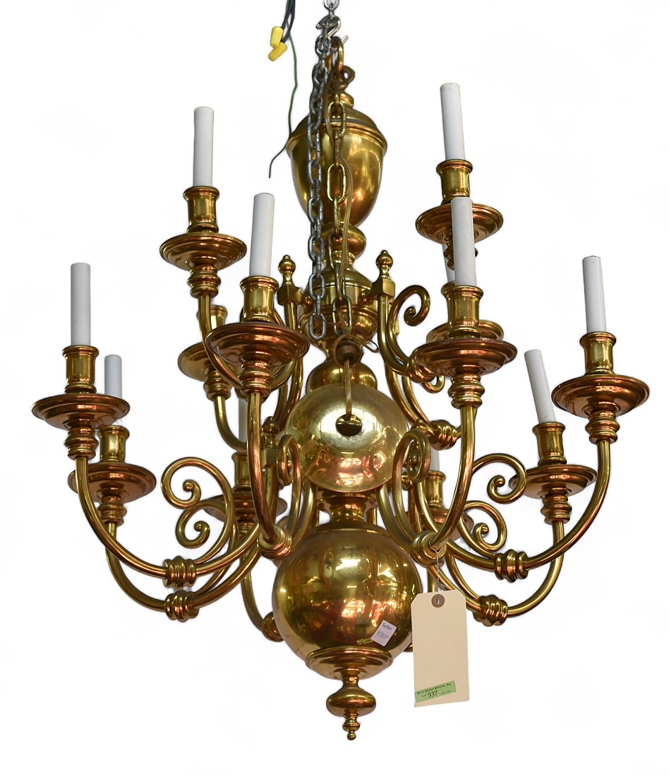 Large Brass Multi-Arm Chandelier. (1 of 1)