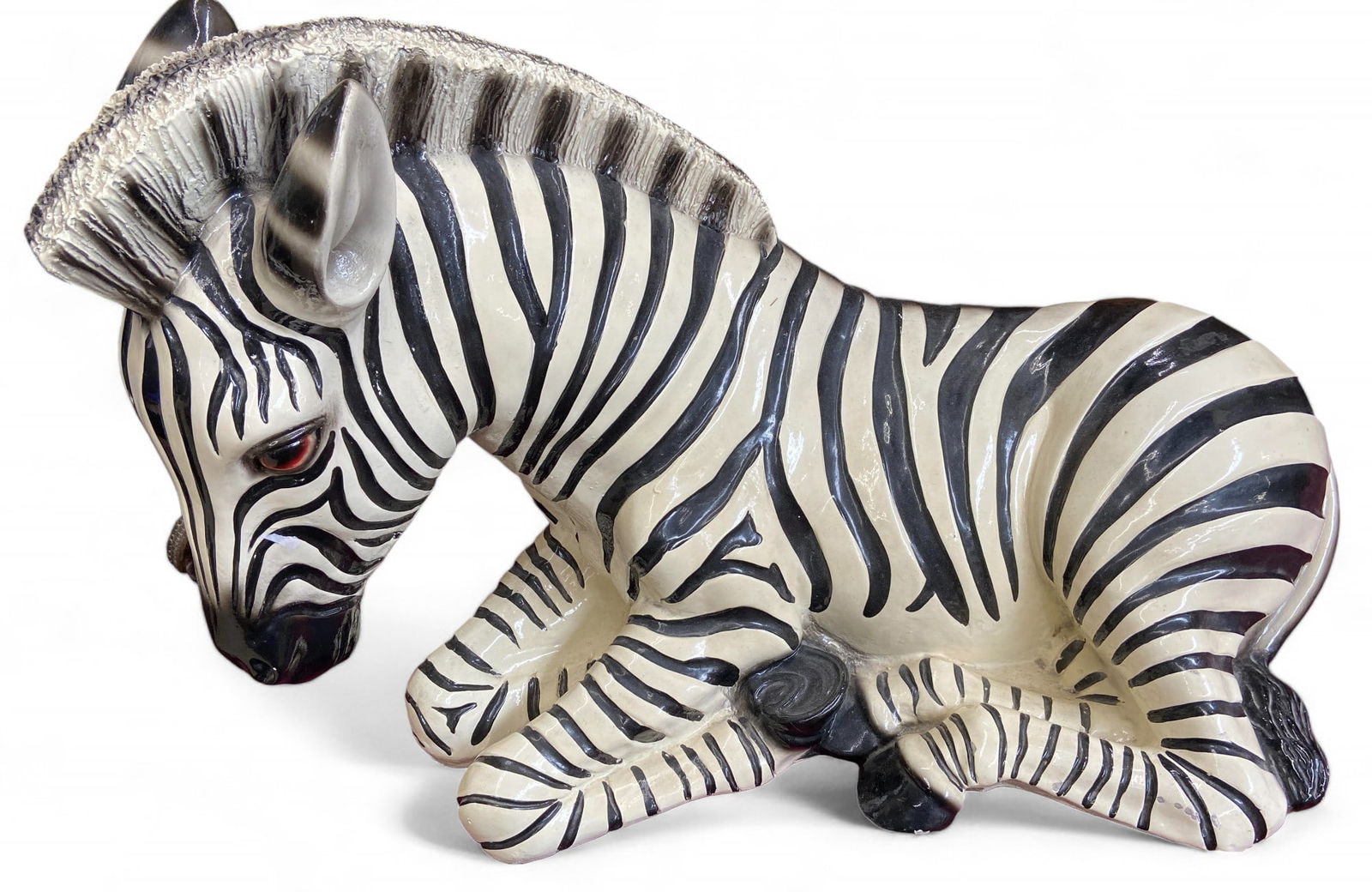 Painted Zebra Chalkware Sculpture. (1 of 2)