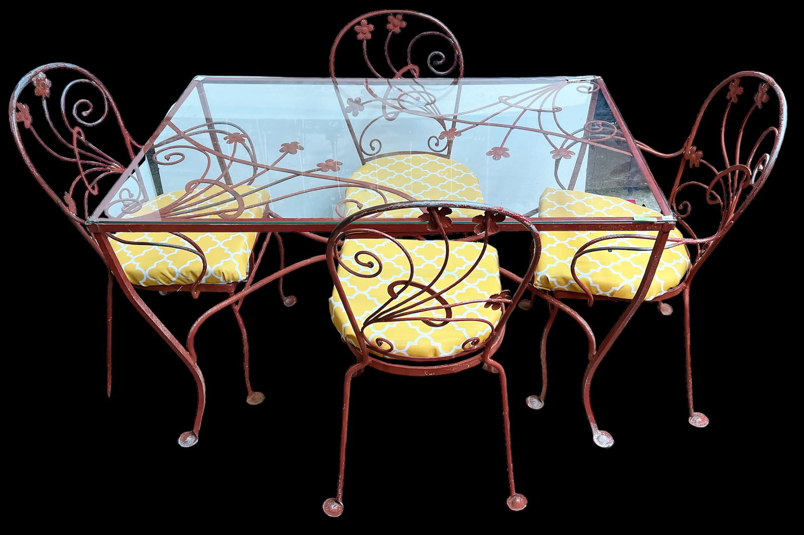 Wrought Iron Patio Table w/ 4 Matching Chairs. (1 of 3)
