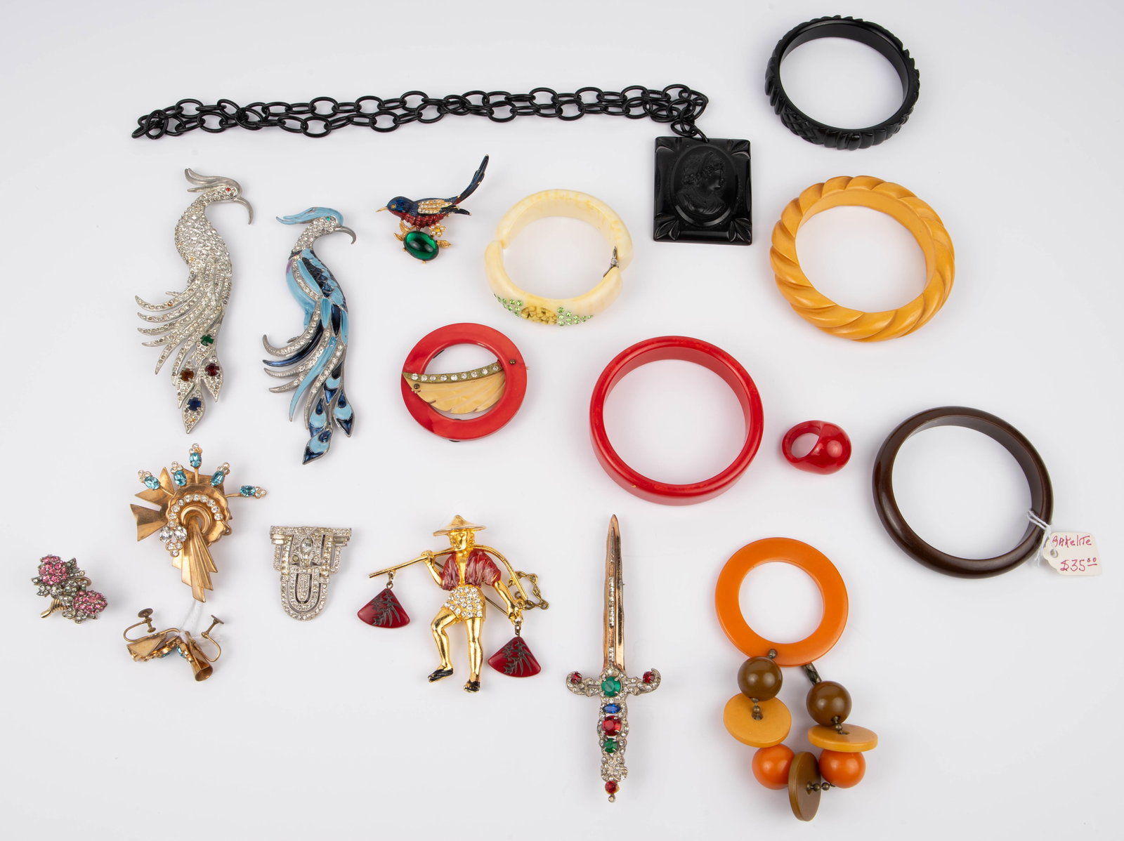 Lot of Vintage Jewelry - Bakelite, Art Deco, Etc. (1 of 6)