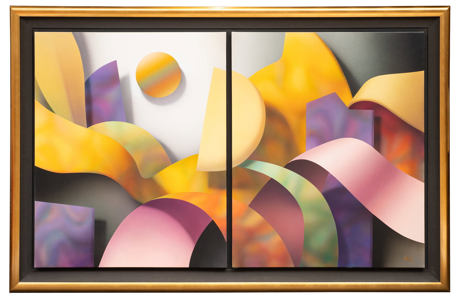 Abstract Geometric Diptych Painting, Daniel Heide. (1 of 5)