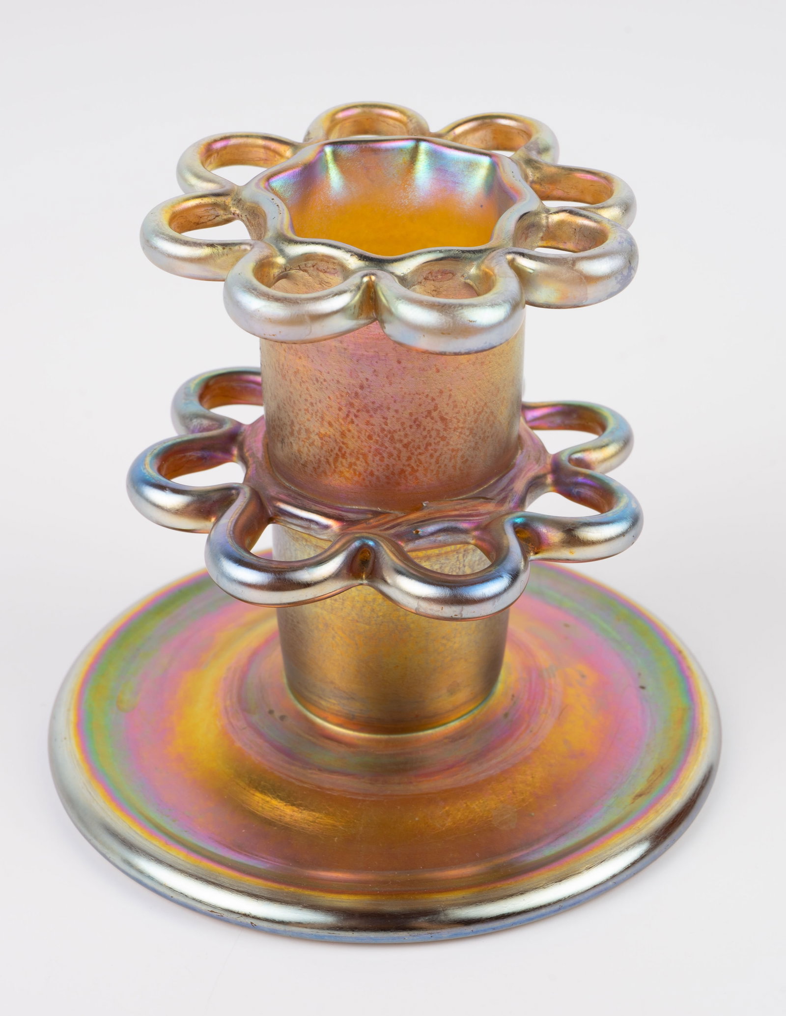 Tiffany Favrile Art Glass Flower Frog Vase. (1 of 4)