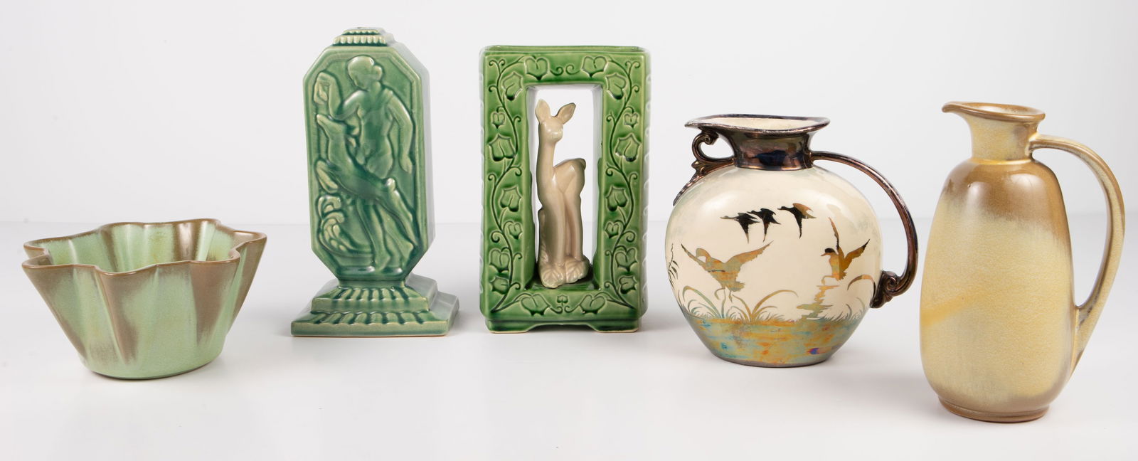 Lot: 5 Pottery Pcs.- Frankoma, Shawnee, Brush, etc (1 of 10)