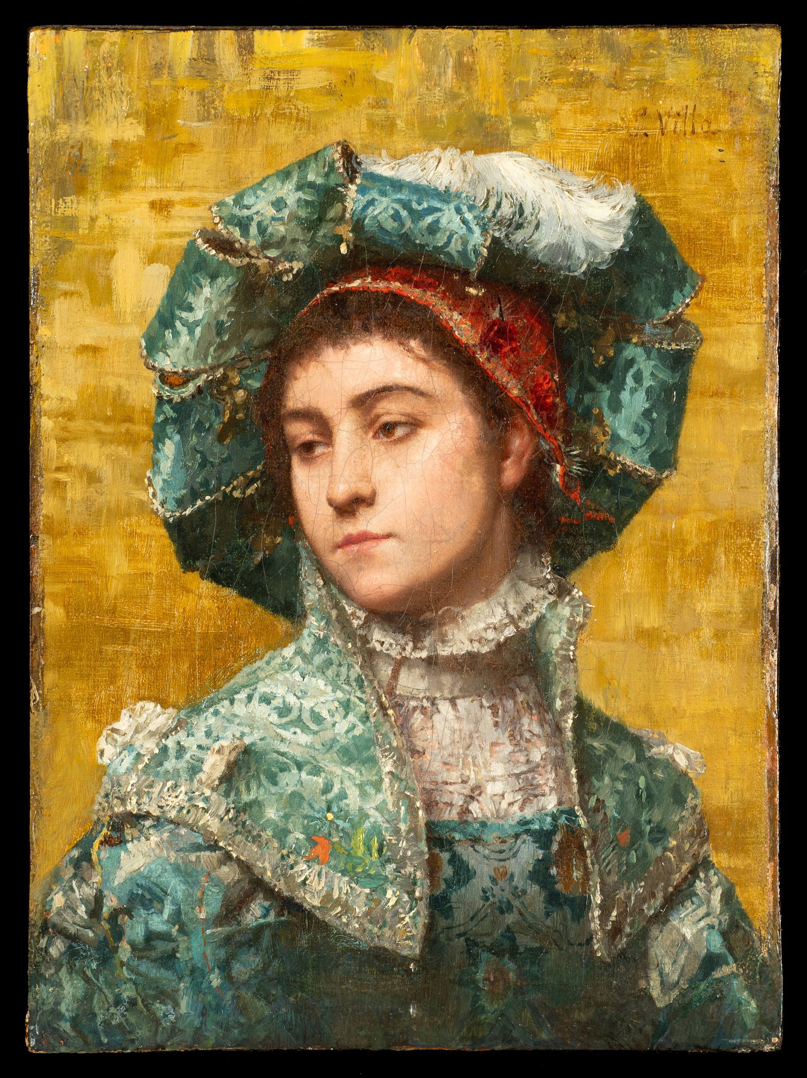 Portrait of a Lady, Painting by Emile Villa. (1 of 4)