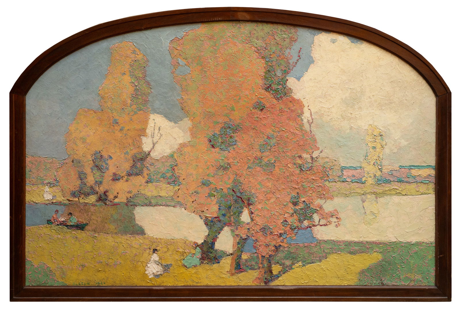 Large River Landscape Painting by Olaf Olesen. (1 of 7)