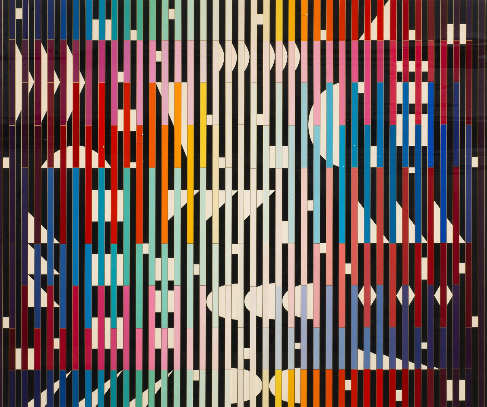 Large Framed Optical Serigraph by Yaacov Agam. (1 of 6)