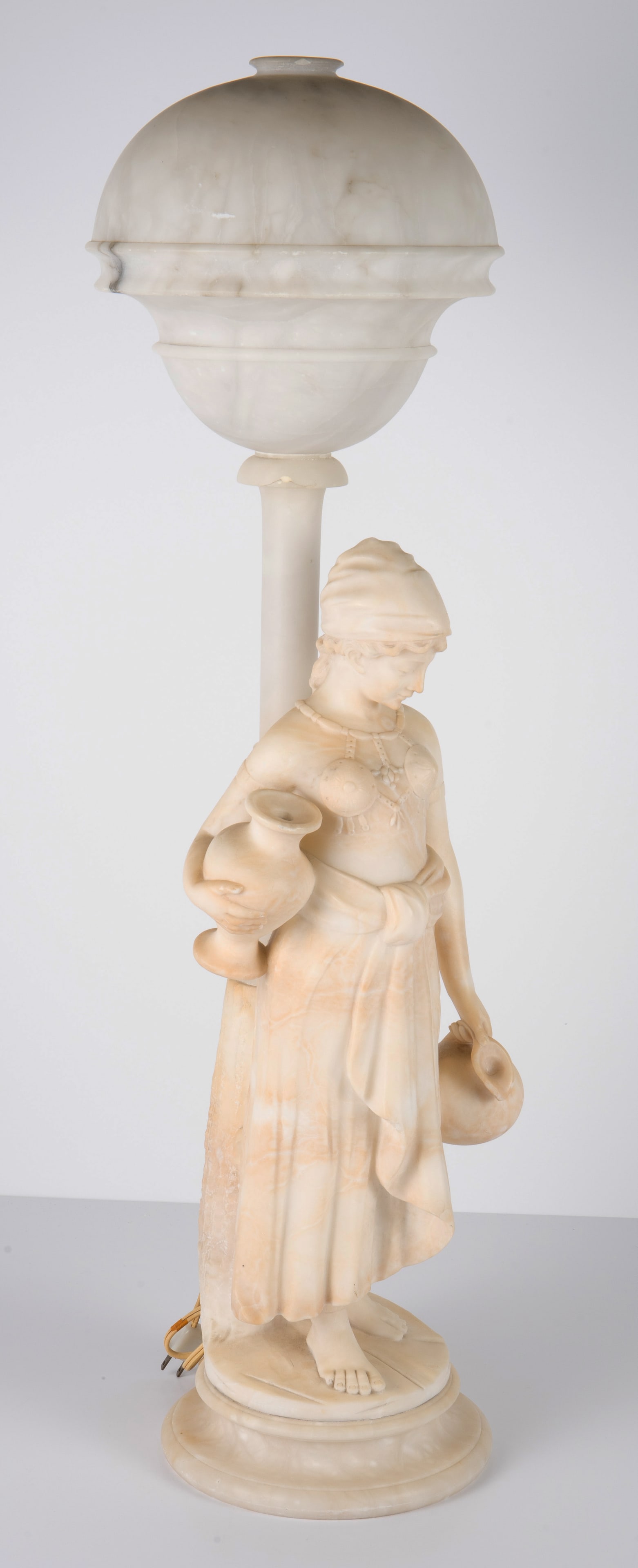Signed R. Colivicchi Alabaster Lamp of Woman. (1 of 13)