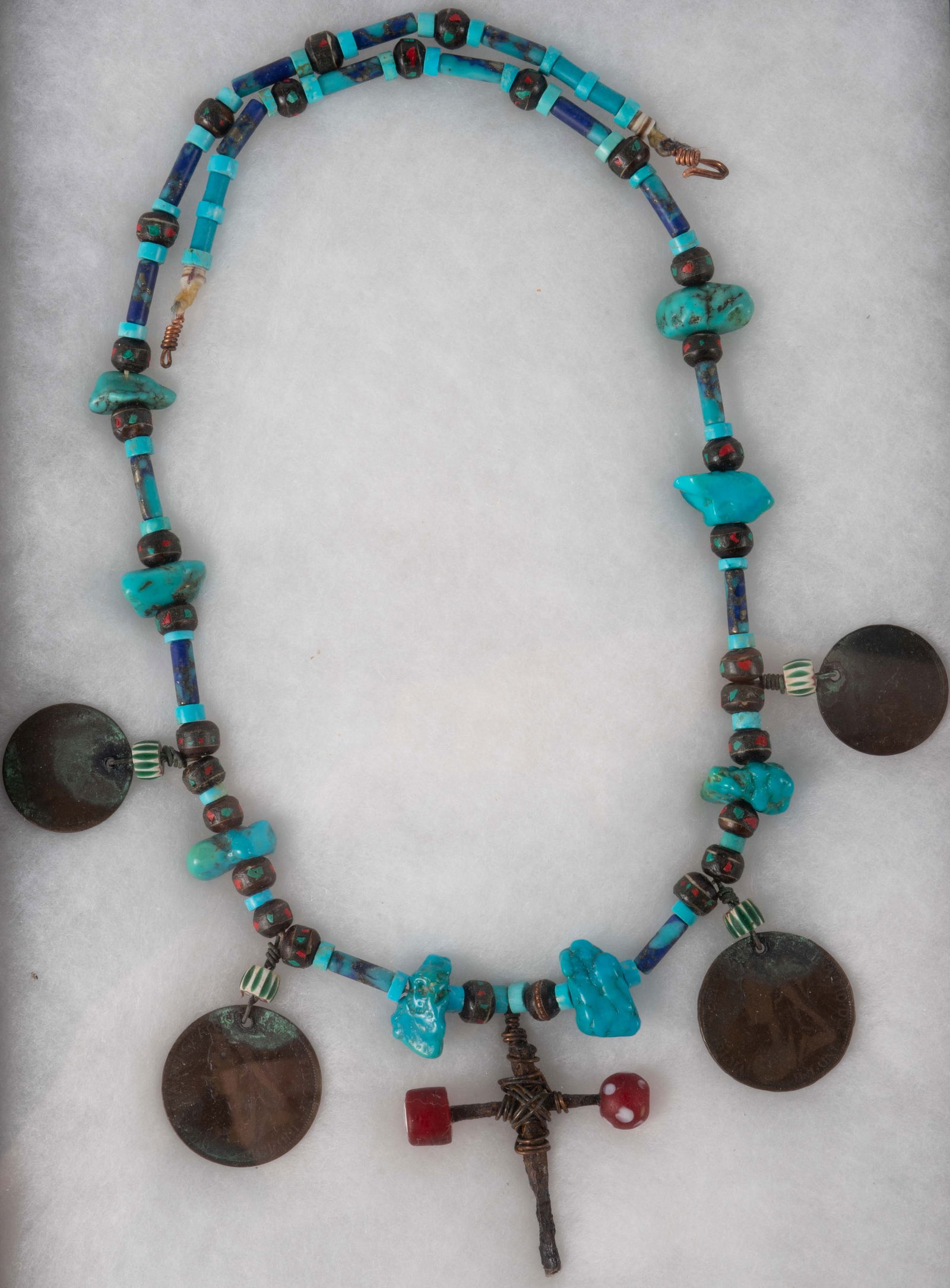 Turquoise & Antique English Coin Necklace. (1 of 3)