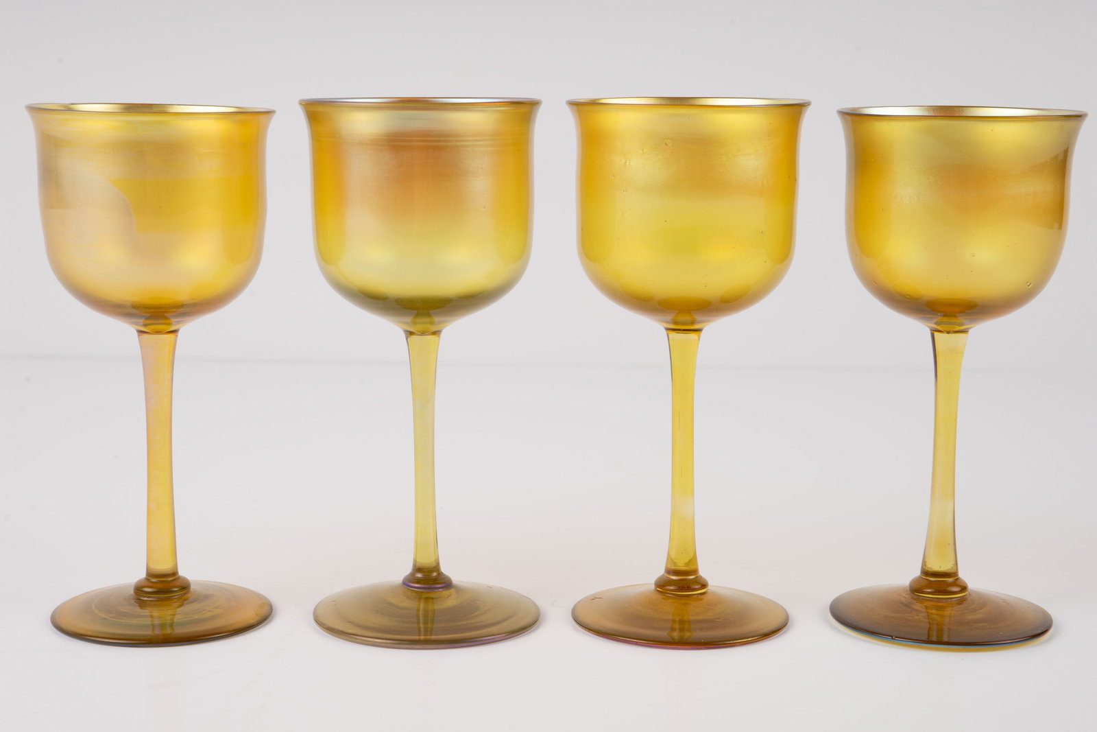 Lot: 4 Tiffany Art Glass L.C.T. Iridescent Goblets (1 of 3)