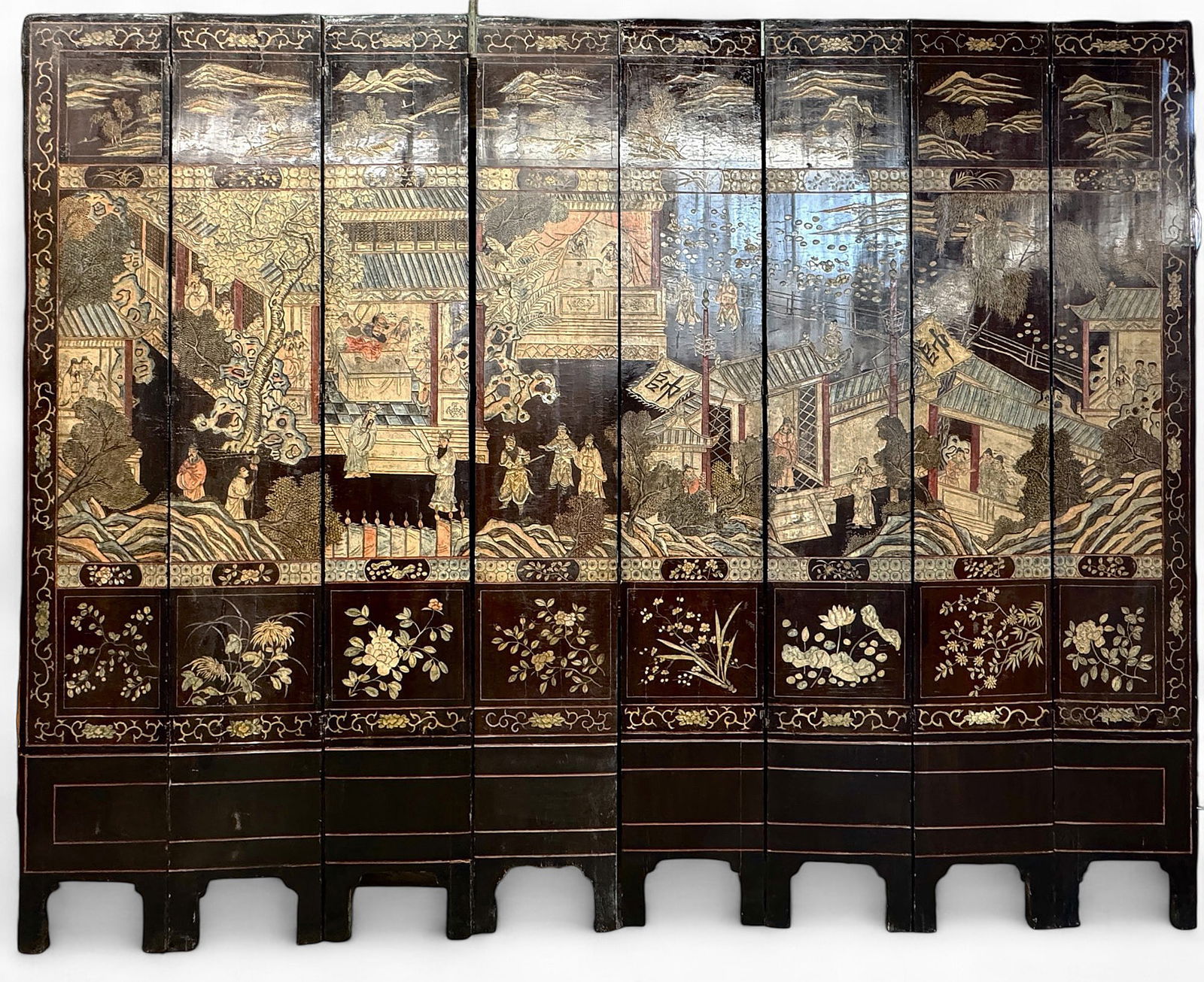 8-Panel Chinese Lacquered Screen. (1 of 6)