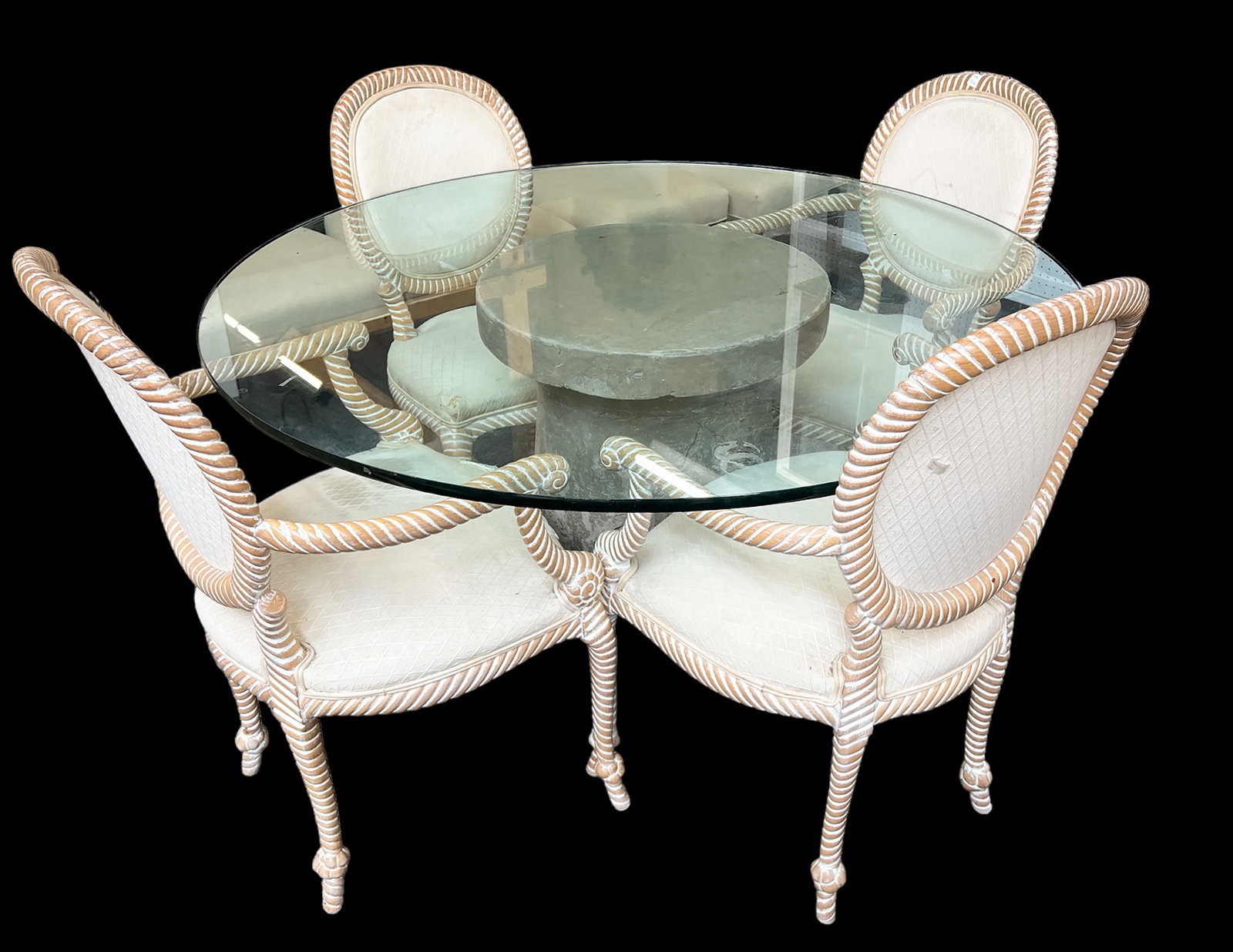 Large Glass Top Dining Table and Four Chairs. (1 of 3)