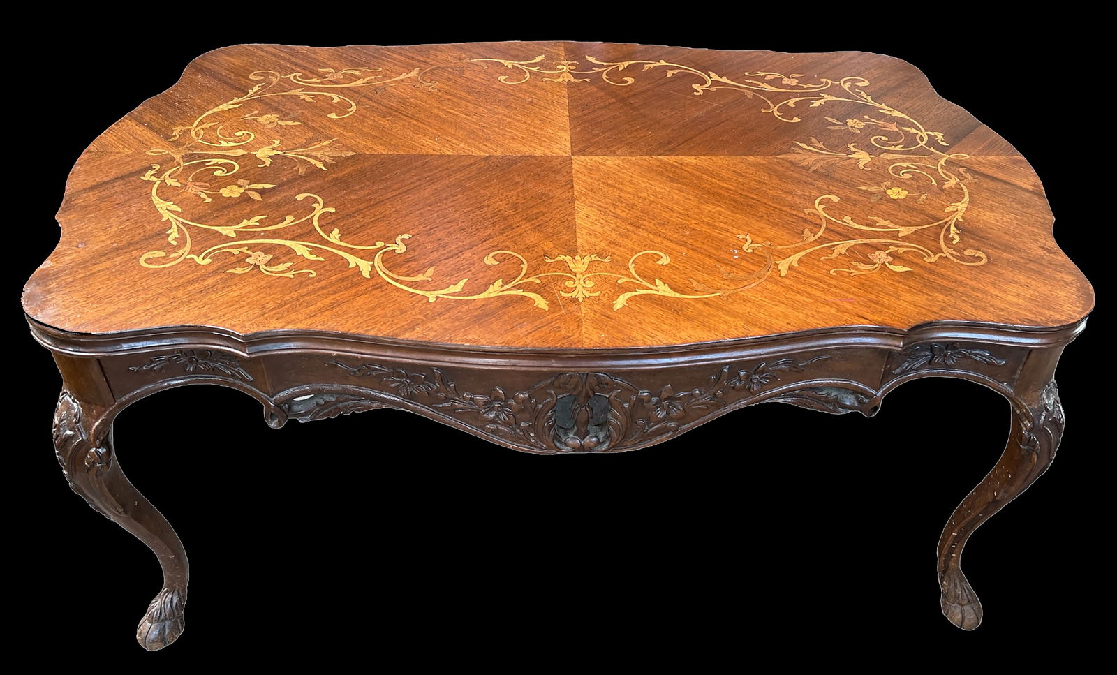French Carved & Inlaid Coffee Table. (1 of 2)