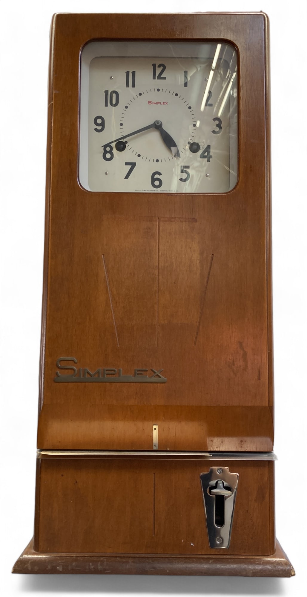 Vintage Simplex Wood Mechanical Time Clock. (1 of 4)