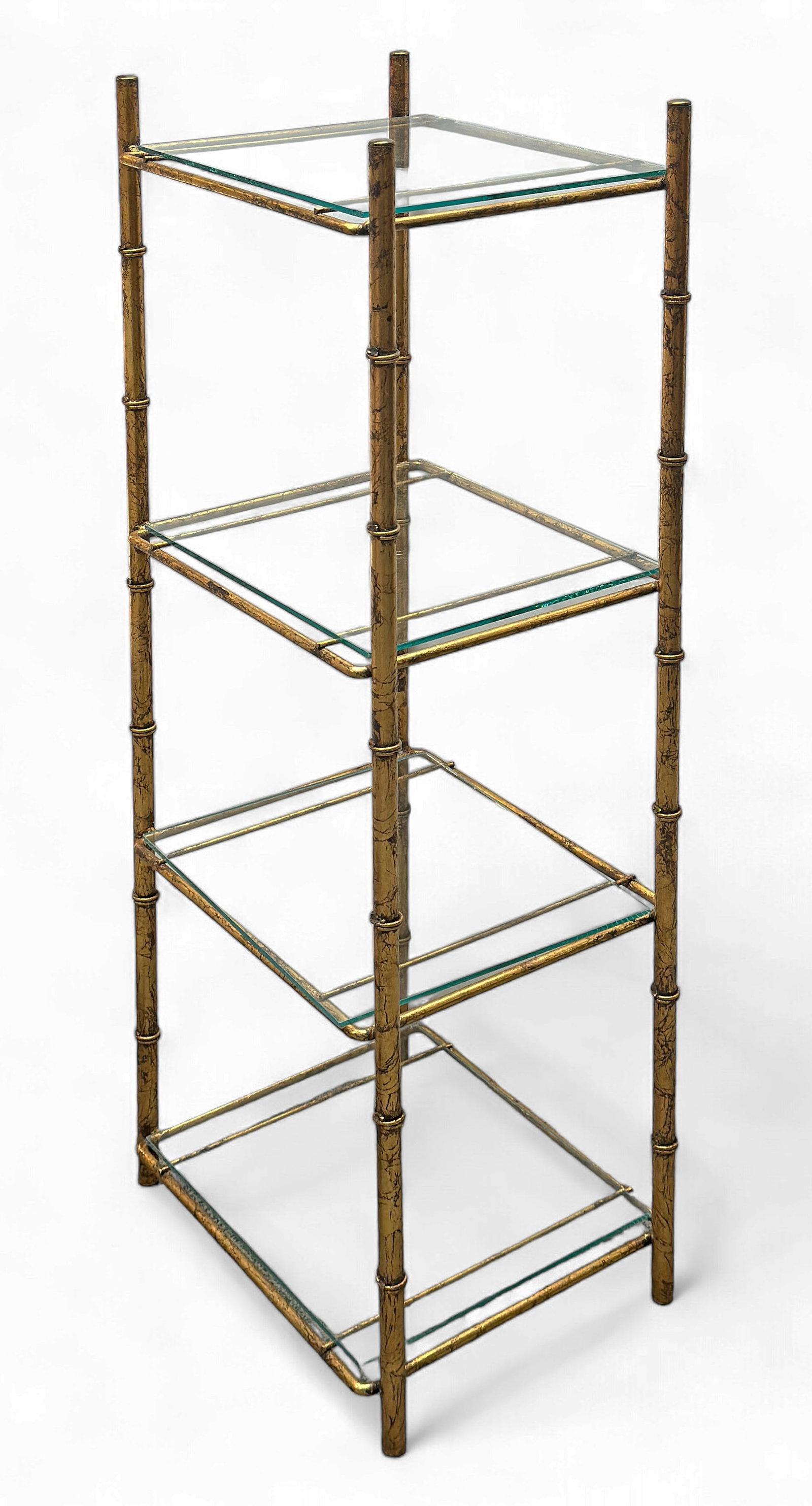 Gold Gilded Metal & Glass Shelf 4 Tier Stand. (1 of 1)