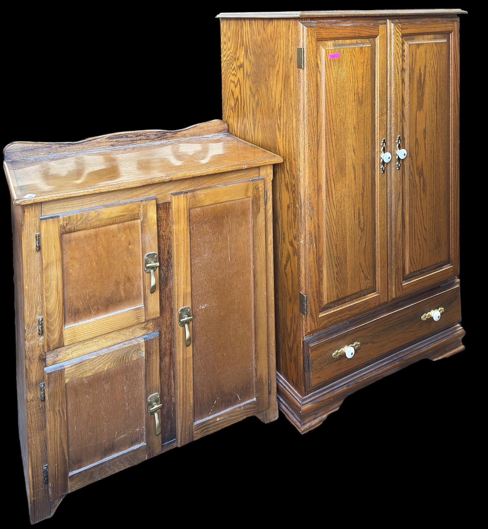 Lot of 2 Oak Cabinets. (1 of 1)