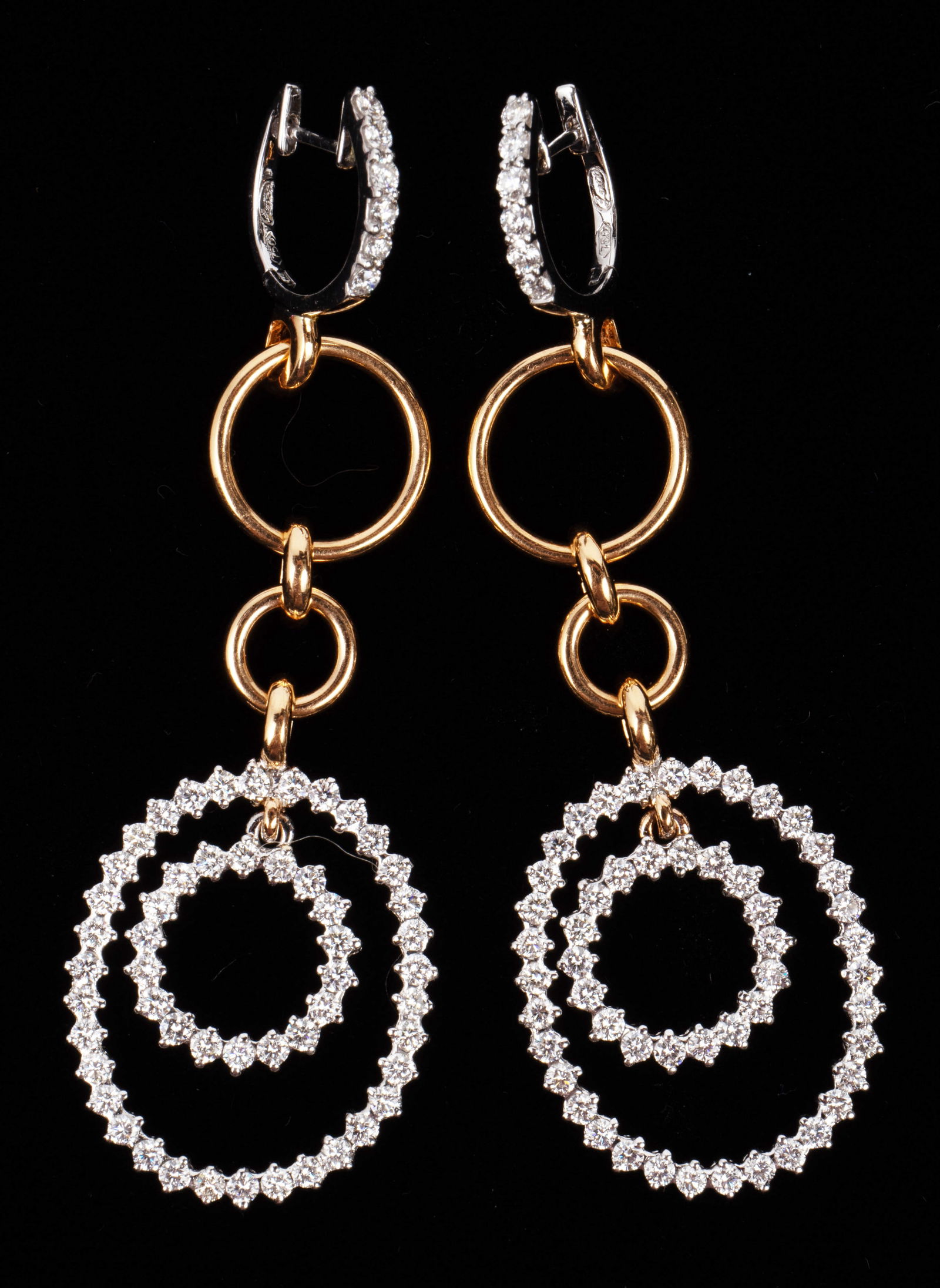 Pr of Sgd. Luca Carati 18K Gold & Diamond Earrings (1 of 3)