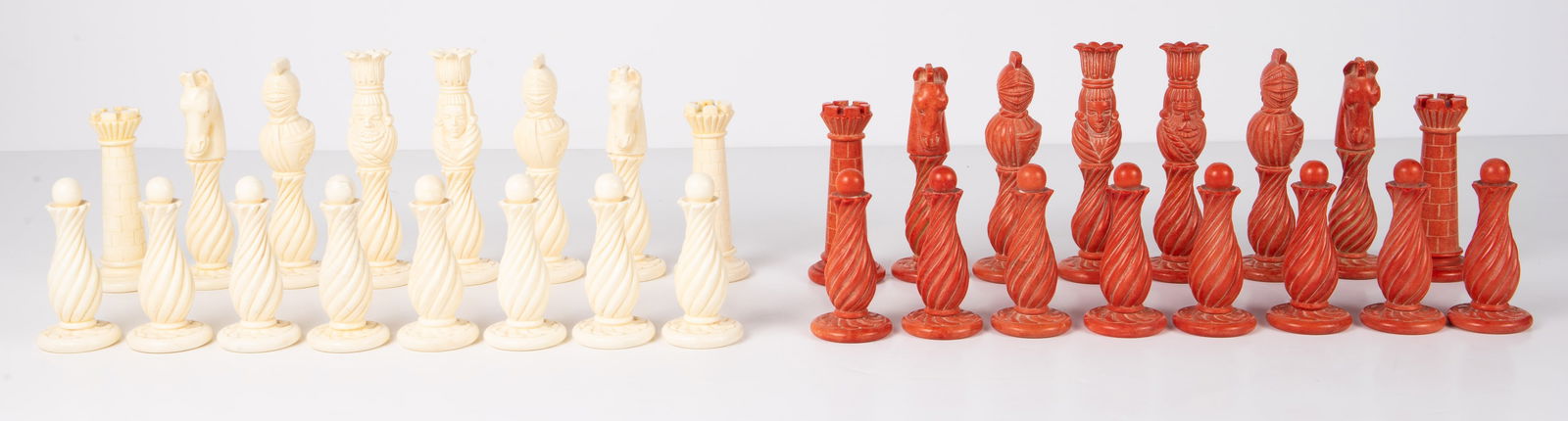 Red & White Composition Chess Set, Made in Italy. (1 of 11)