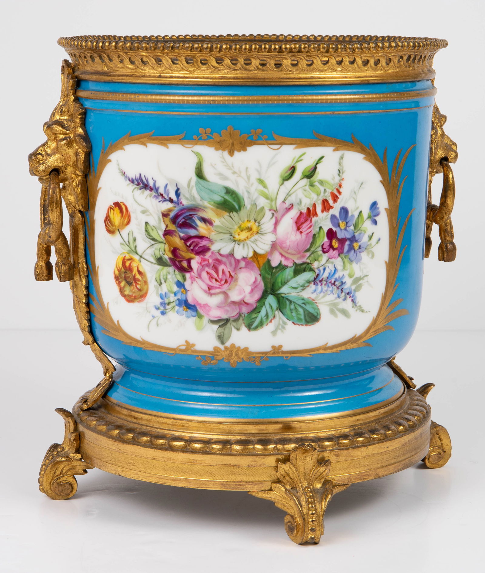 Sevres Bronze Mounted Porcelain Cache Pot. (1 of 6)