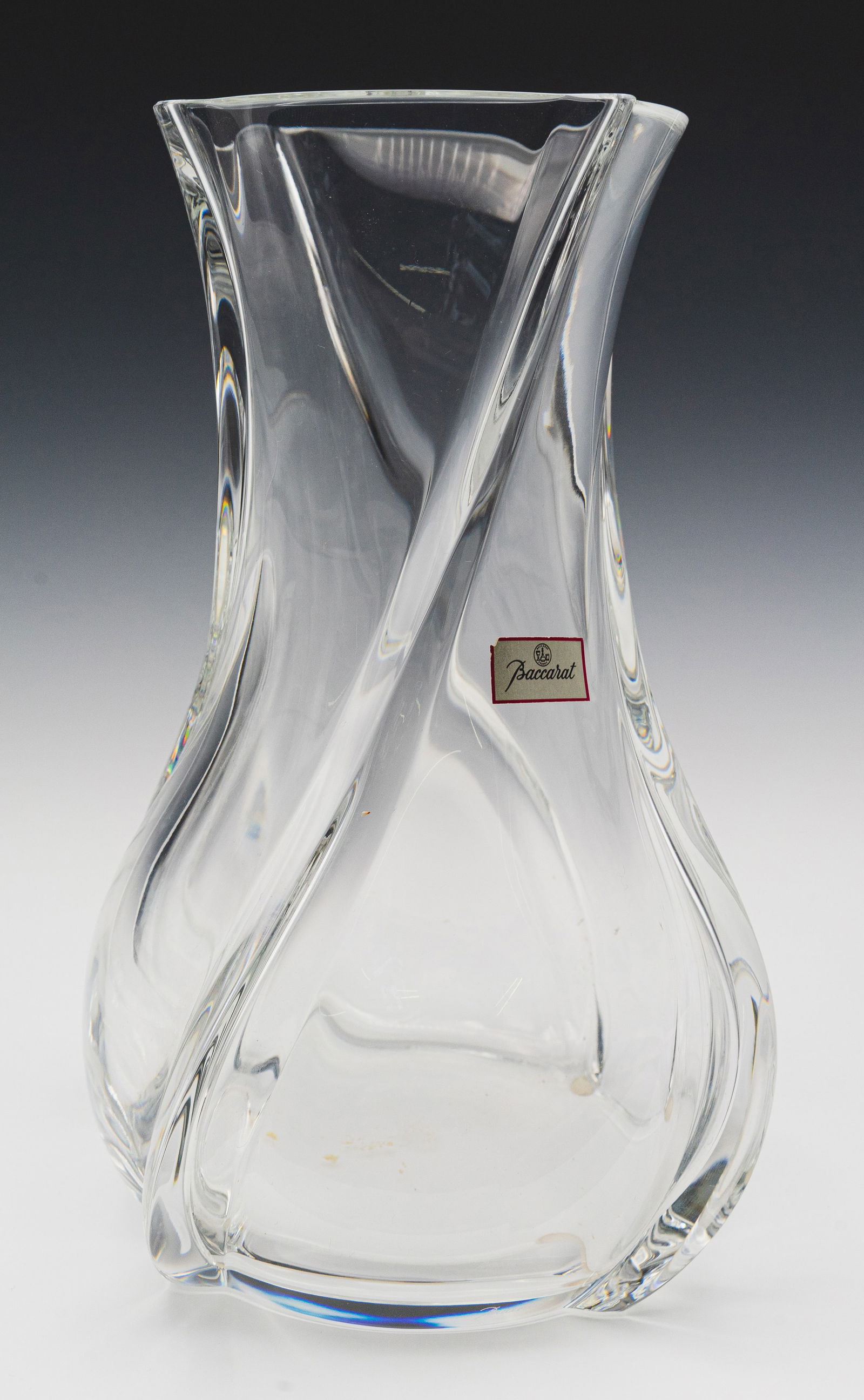 Baccarat Crystal Serpentine Vase w/ Box. (1 of 2)