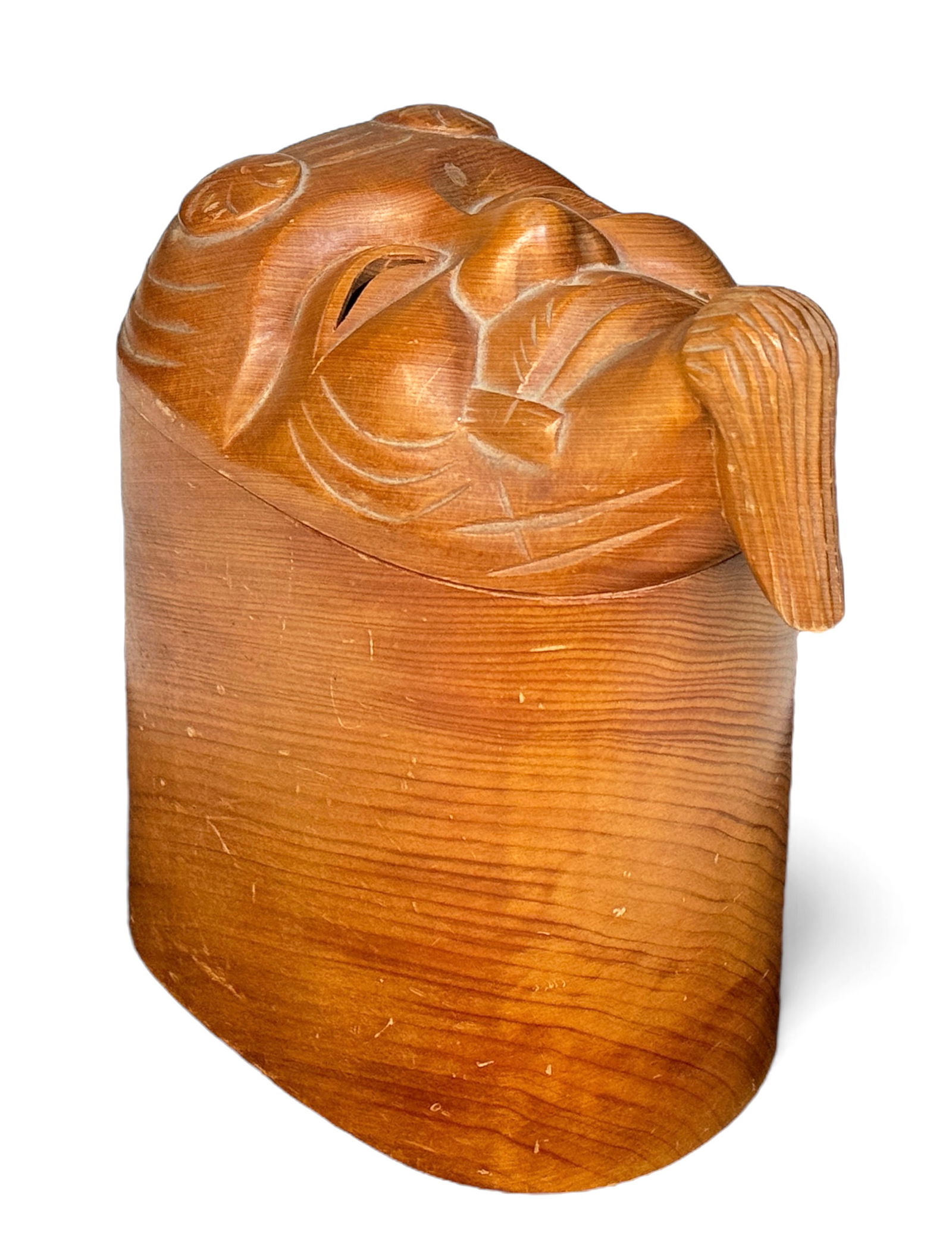 Vintage Japanese Box with Hinoki Noh Mask Wood Lid (1 of 4)