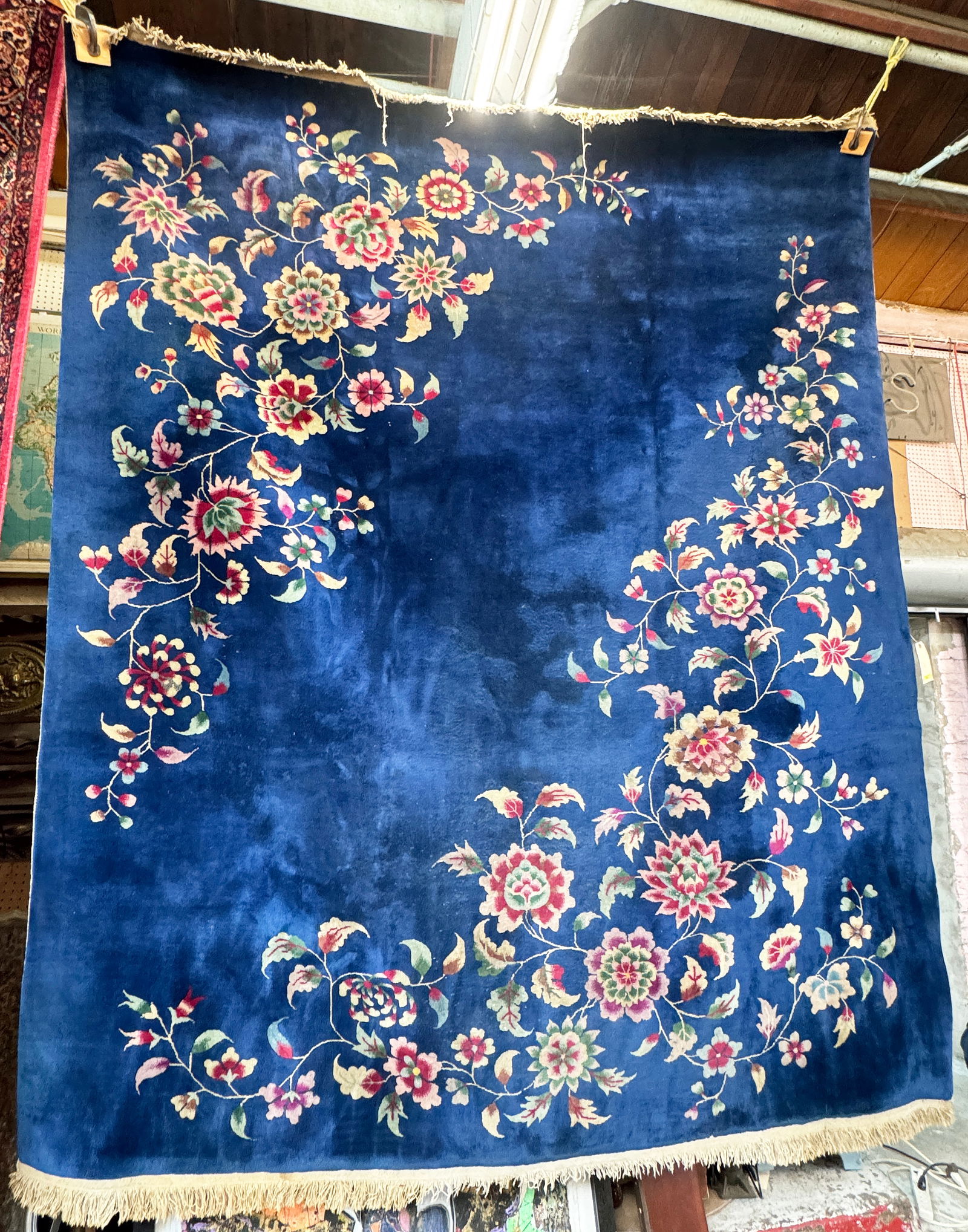8' x 9' 6" 1920's Blue Art Deco Chinese Rug. (1 of 3)